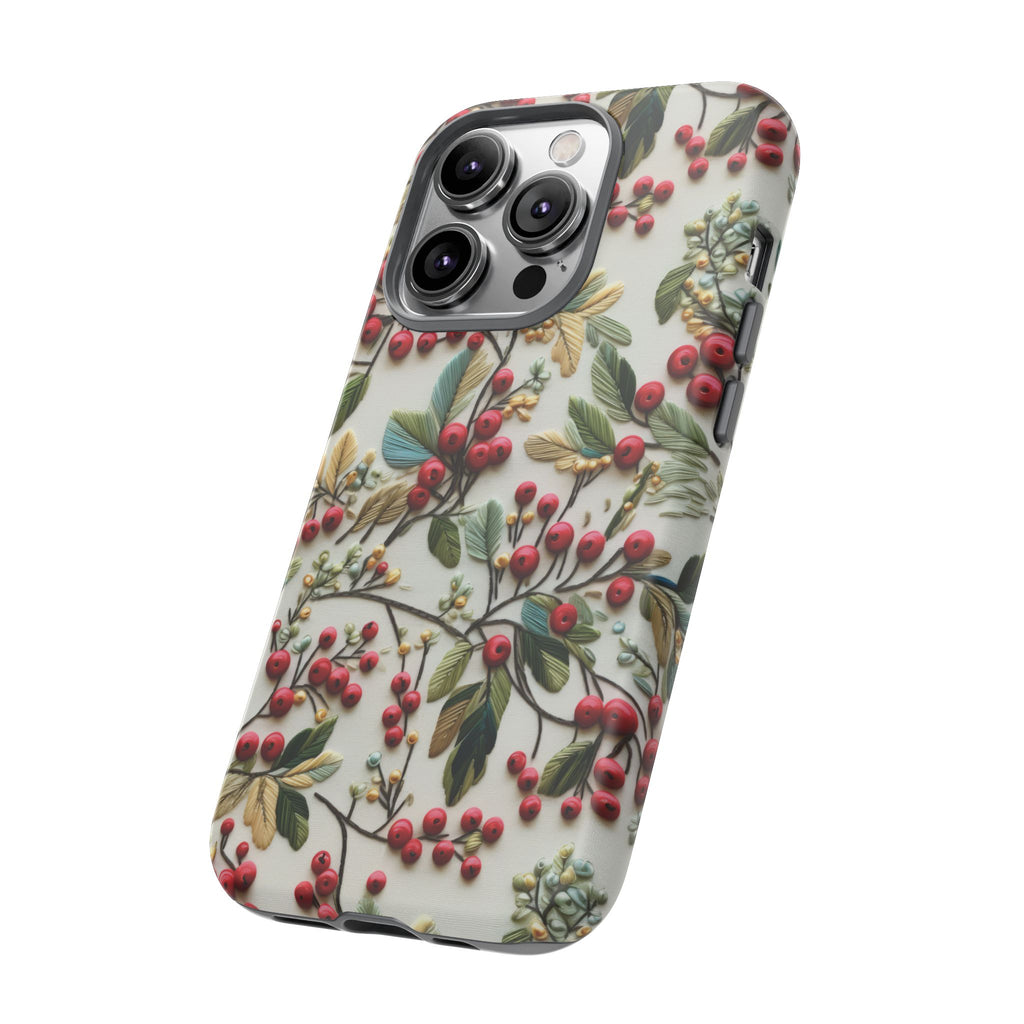 Holly Christmas Wildflowers Boho Chic Design Phone Case - Stylish, Protective Cover for All Models Gift for Mom Accessory Gift for Her