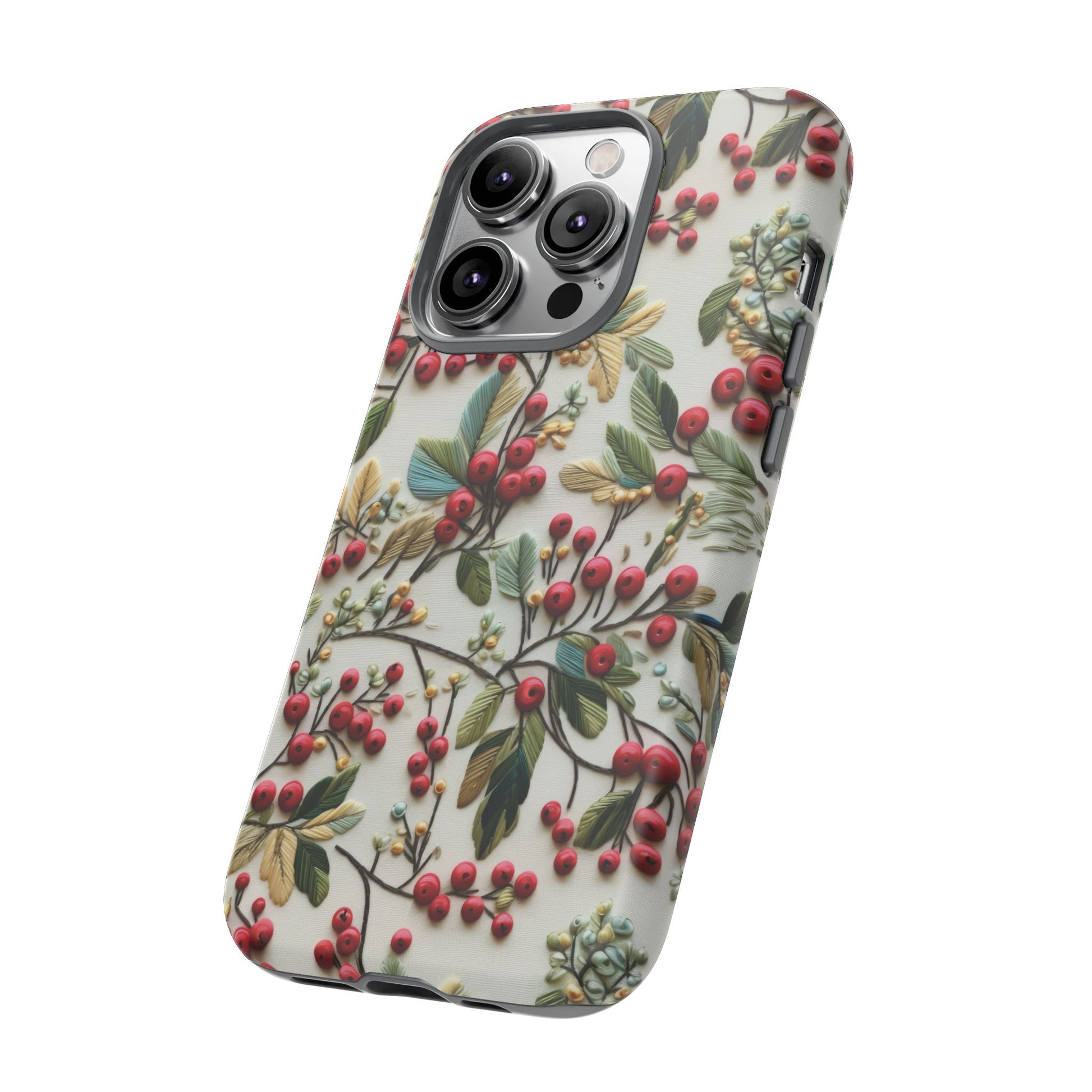 Holly Christmas Wildflowers Boho Chic Design Phone Case - Stylish, Protective Cover for All Models Gift for Mom Accessory Gift for Her