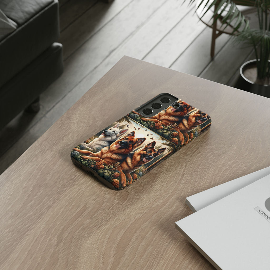 German Shepherd Phone Tough Case Floral Elegant Durable Dog Lover Devices iPhone 15, Samsung iPhone Samsung Accessory Gift for Her