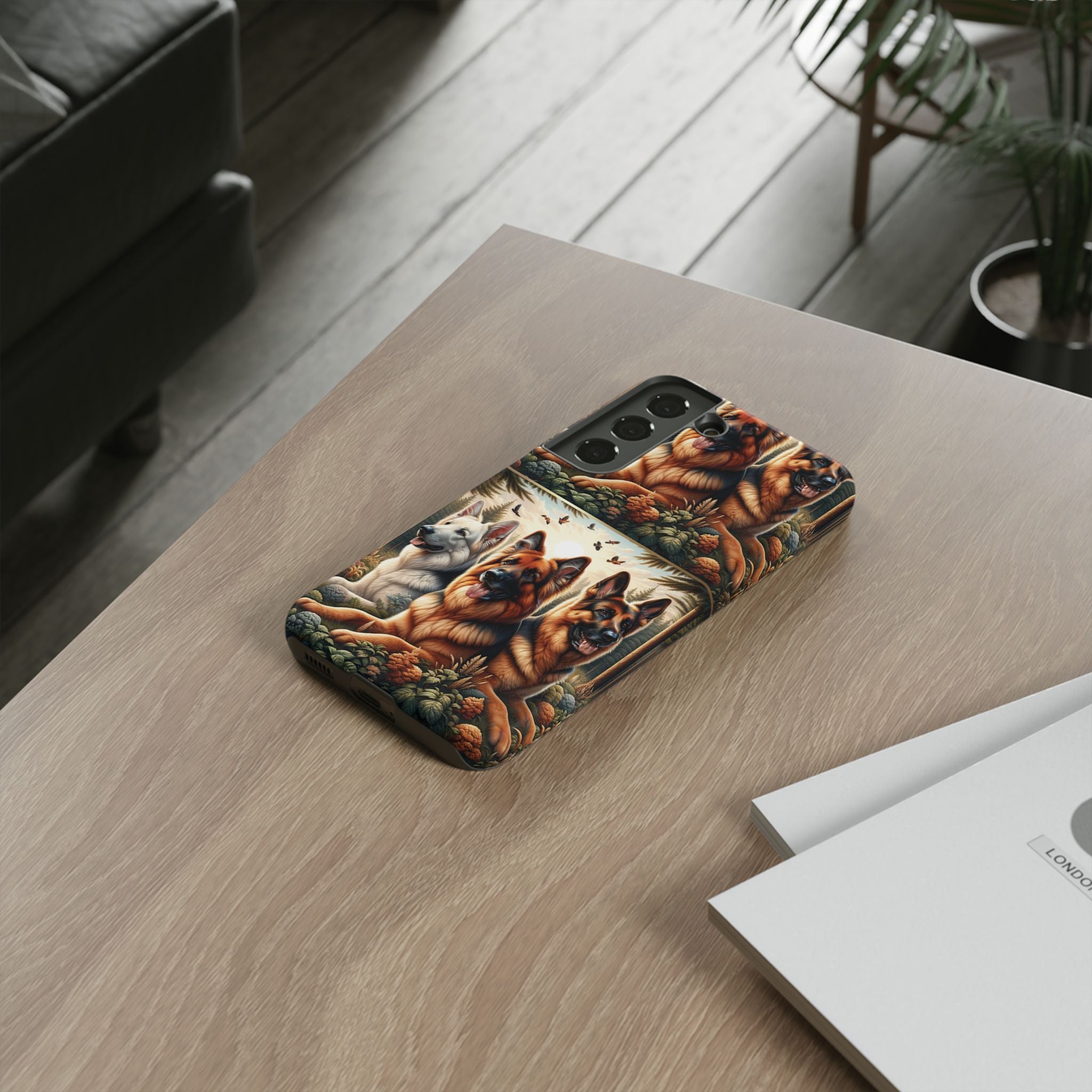German Shepherd Phone Tough Case Floral Elegant Durable Dog Lover Devices iPhone 15, Samsung iPhone Samsung Accessory Gift for Her