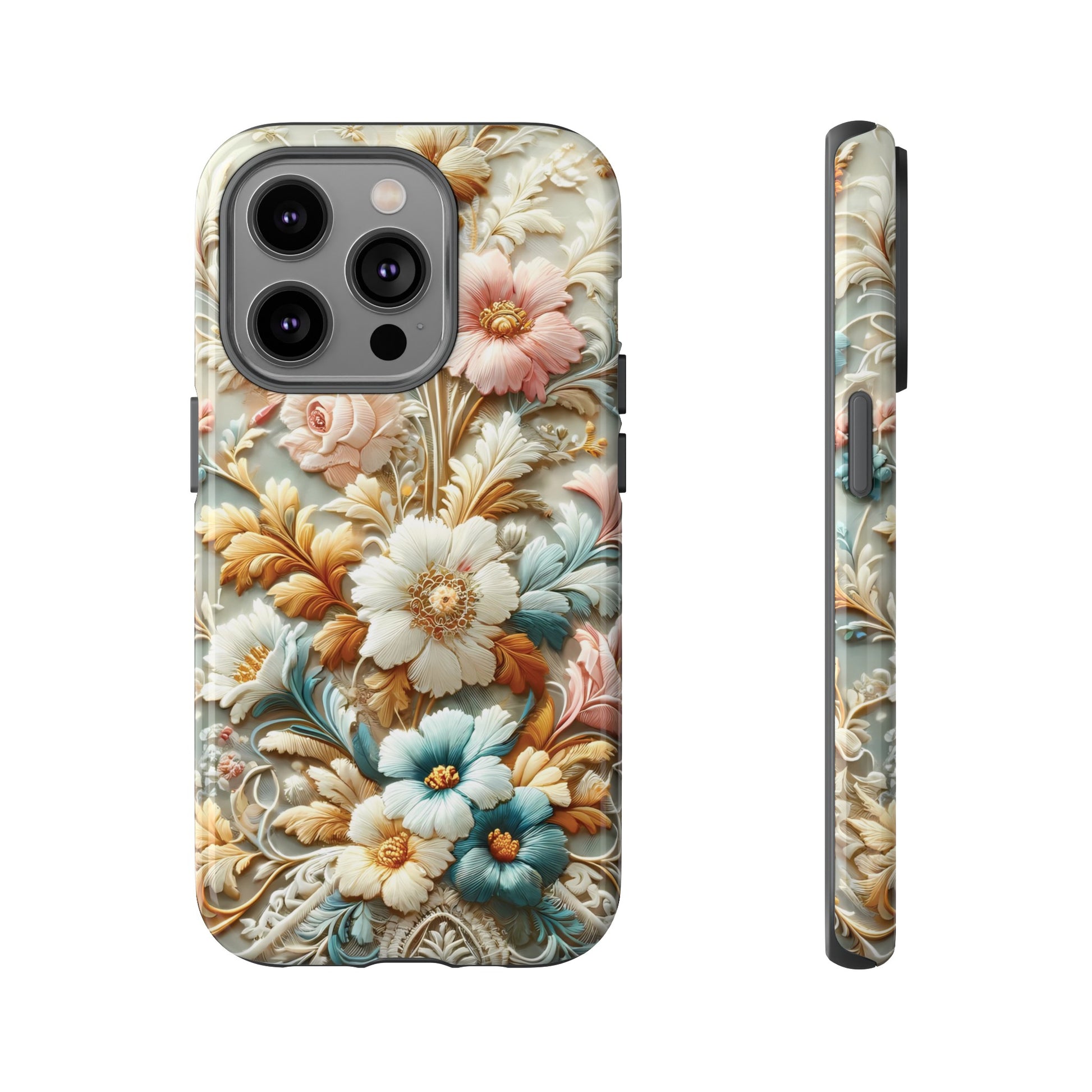 3D Elegant Faux Flowers Phone Case Stylish & Durable for iPhone Samsung Gift iPhone 15, 14, 13 Samsung Pixel Gift for Mom Accessory Gift for Her