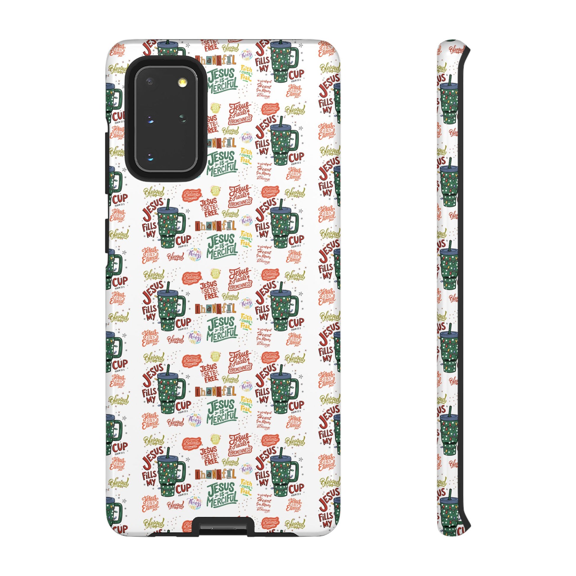 Jesus Fill My Cup Phone Case Cute Floral Design in Red, Pink, Blue – Aesthetic Protective Case for iPhone and  Android