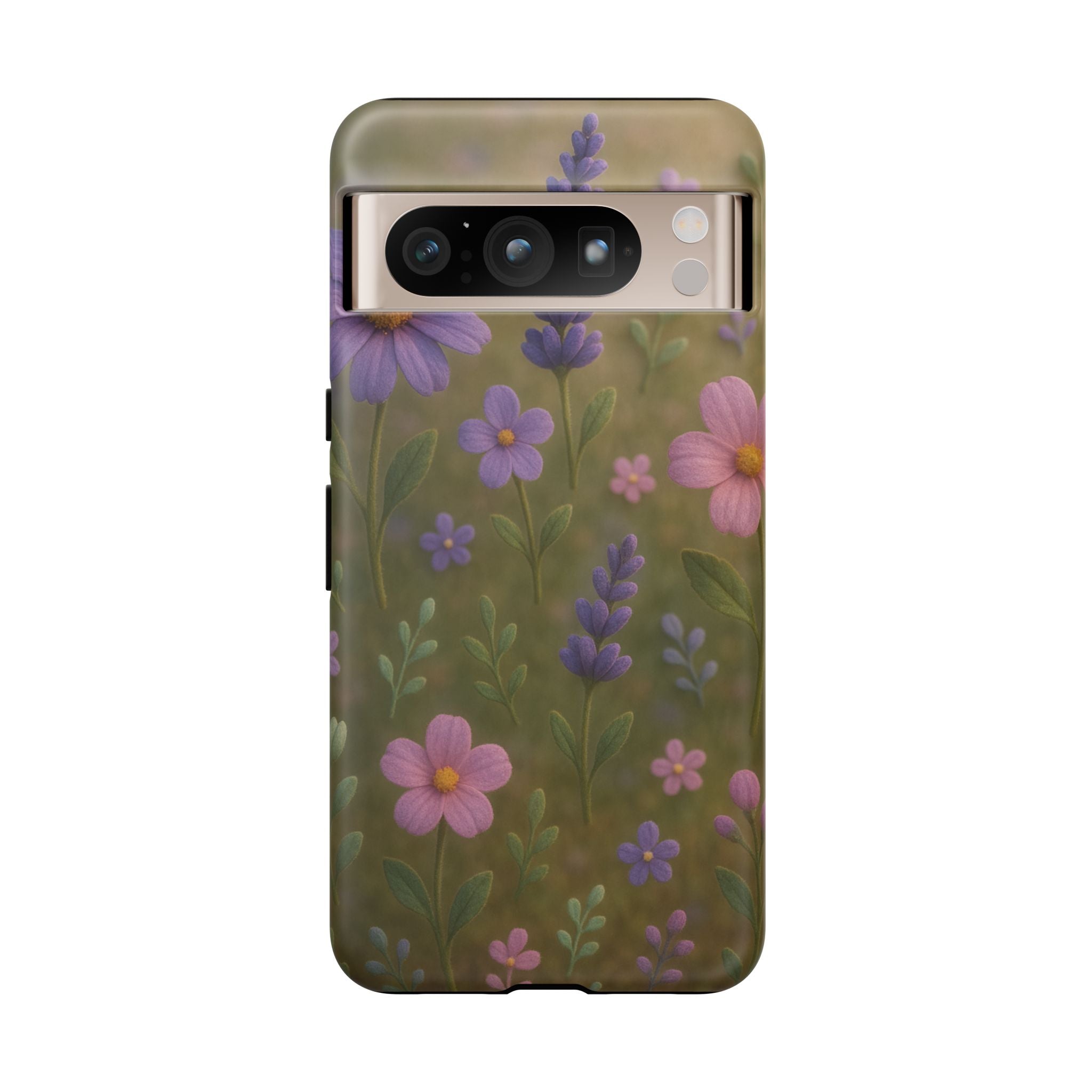 Pastel Flowers 3D Illusion Wildflower Phone Case Cute Pastel Floral Design in Lavender, Pink, Mint Green Aesthetic Protective Case for iPhone and  Android