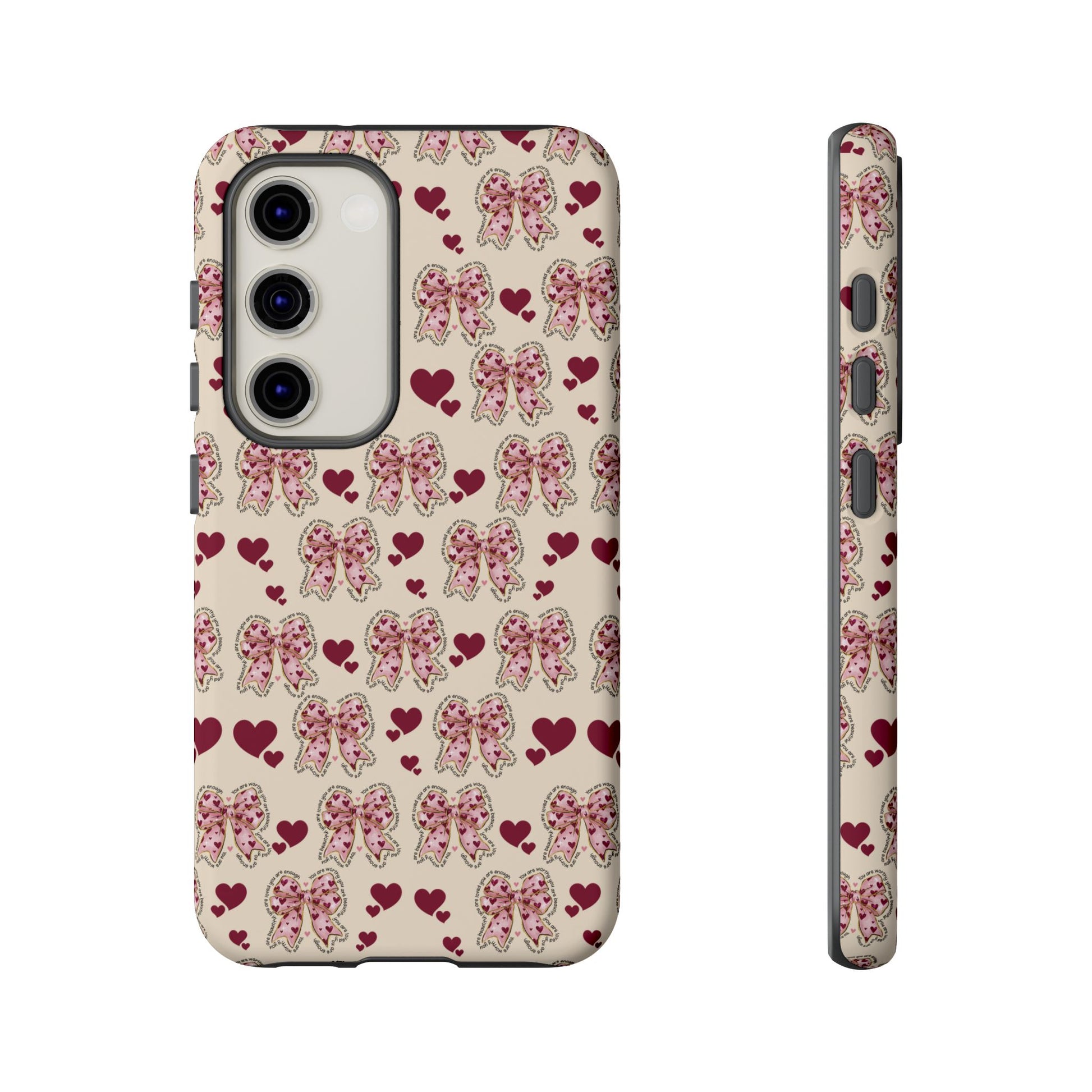Charming Hearts & Pink Bows Phone Case Stylish & Durable Protection for Your Device | Scratch-Resistant, Slim Fit, and Lightweight Design for Everyday Use for iPhone & Android | Fresh Nature-Inspired Design!