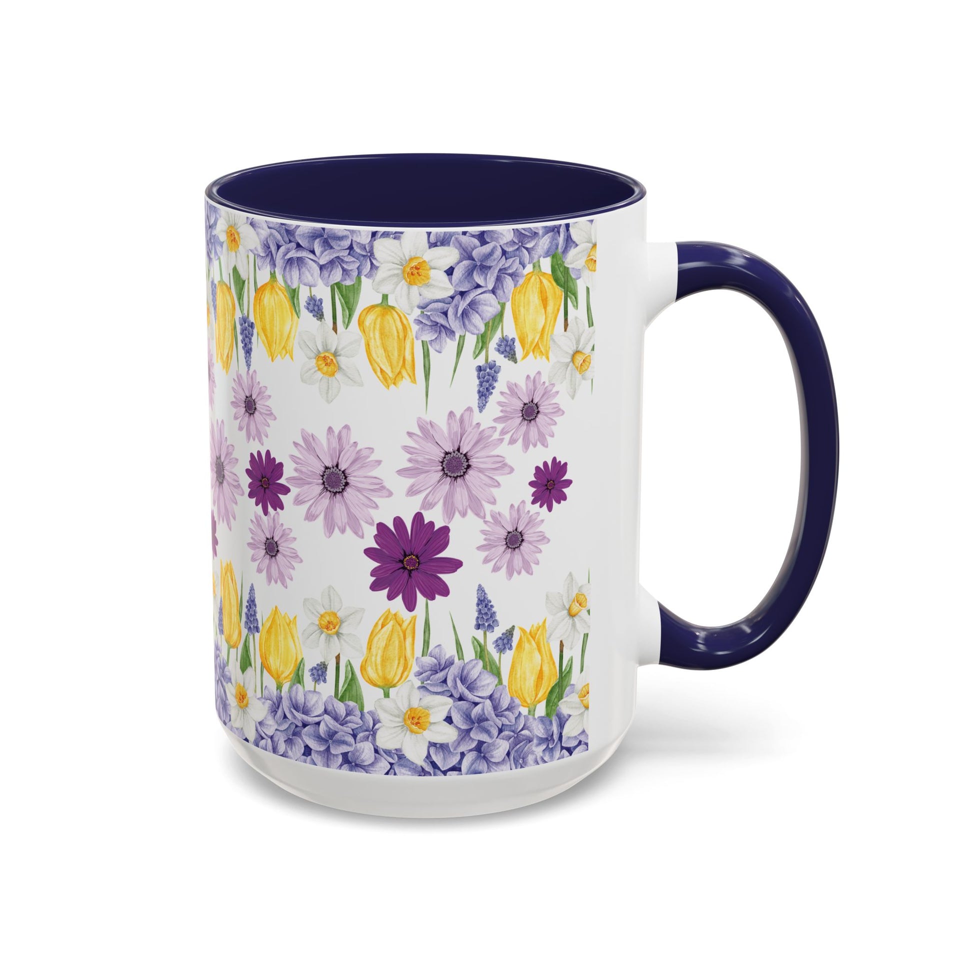 Botanical Floral Mug  Lavender & Yellow Flowers, Ceramic 11oz & 15oz Cup, Ideal Gift for Coffee Lovers, Mother's Day, or Cozy Spring Mornings