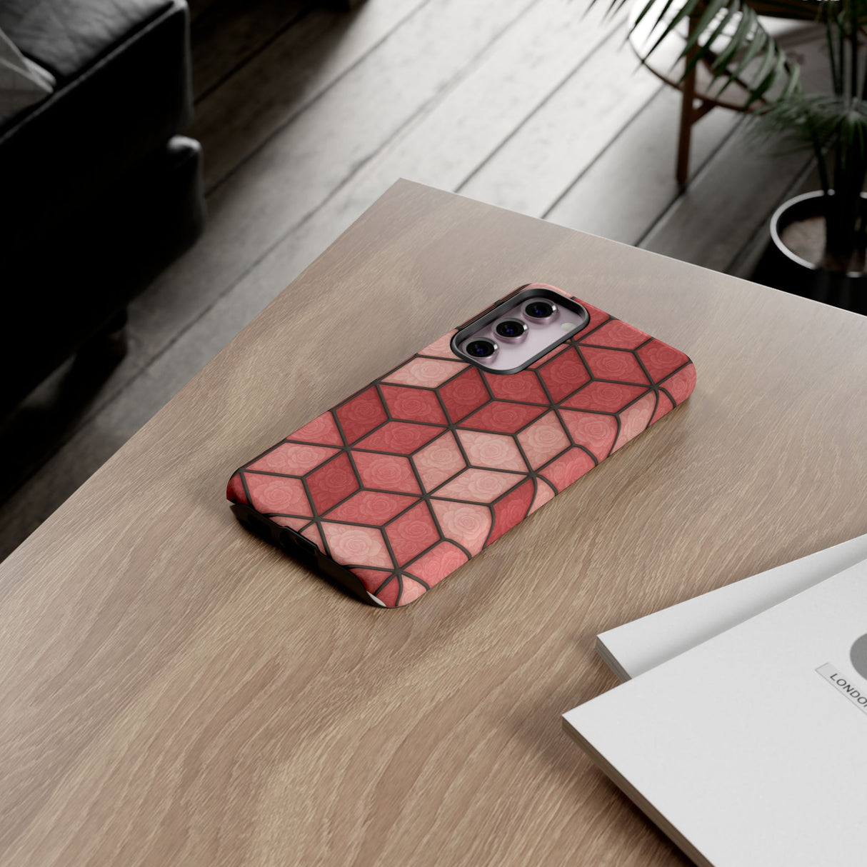 Geometric Stained Glass Illusion Phone Case Colorful Abstract Art, Aesthetic Protective Cover for iPhone, Samsung & Google, Unique Gift Idea Mom