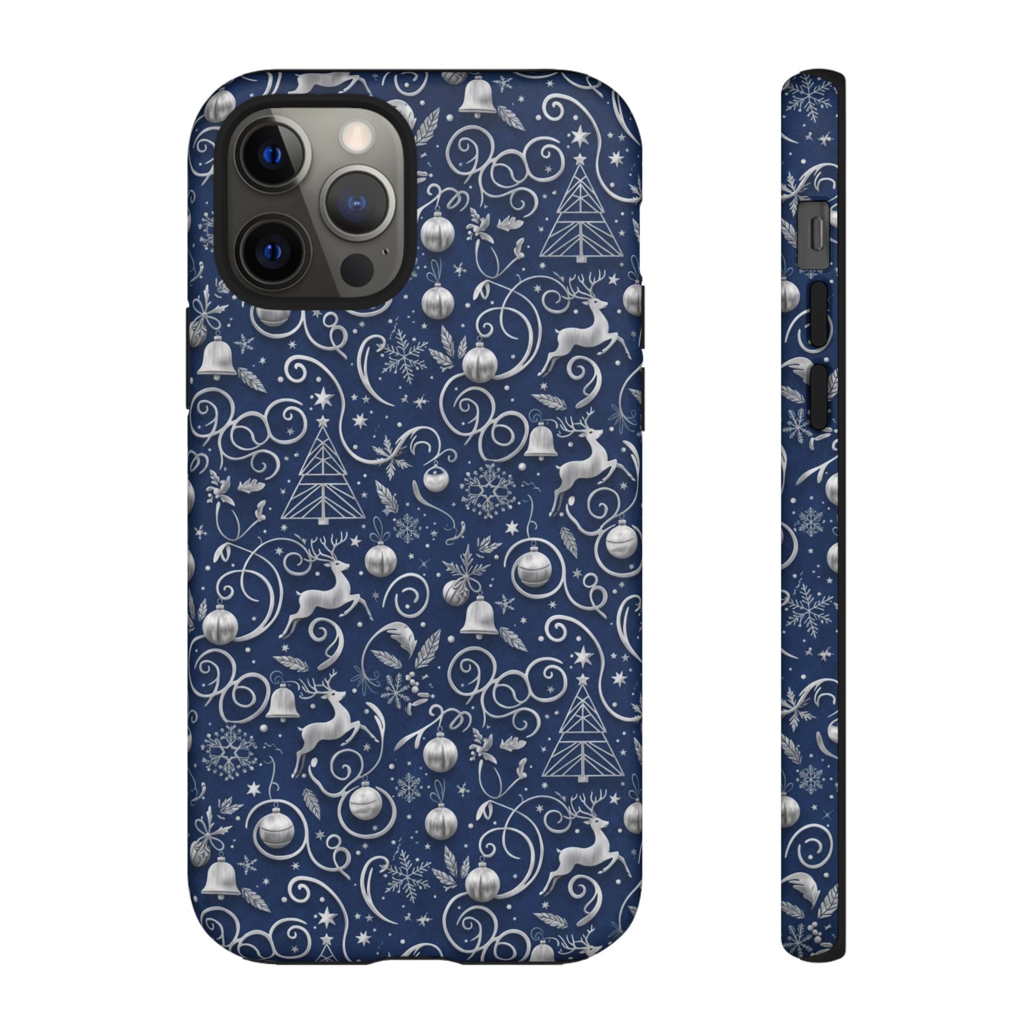 Blue & Silver Christmas Phone Case – Holiday Sparkle Design for iPhone 17, All iPhones & Galaxy | MRSBYVALLE Gift for Her
