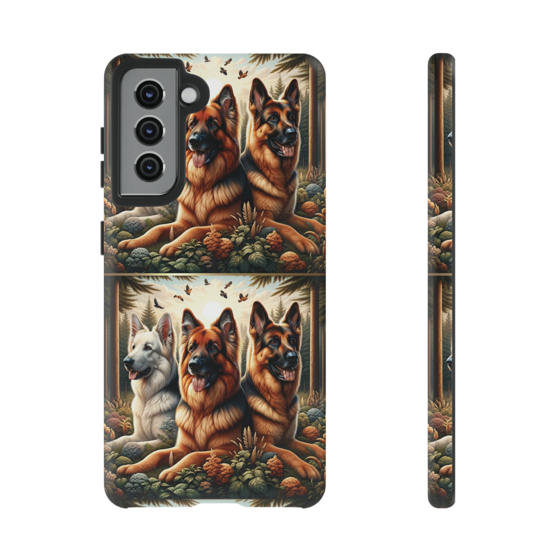 German Shepherd Phone Tough Case Floral Elegant Durable Dog Lover Devices iPhone 15, Samsung iPhone Samsung Accessory Gift for Her.