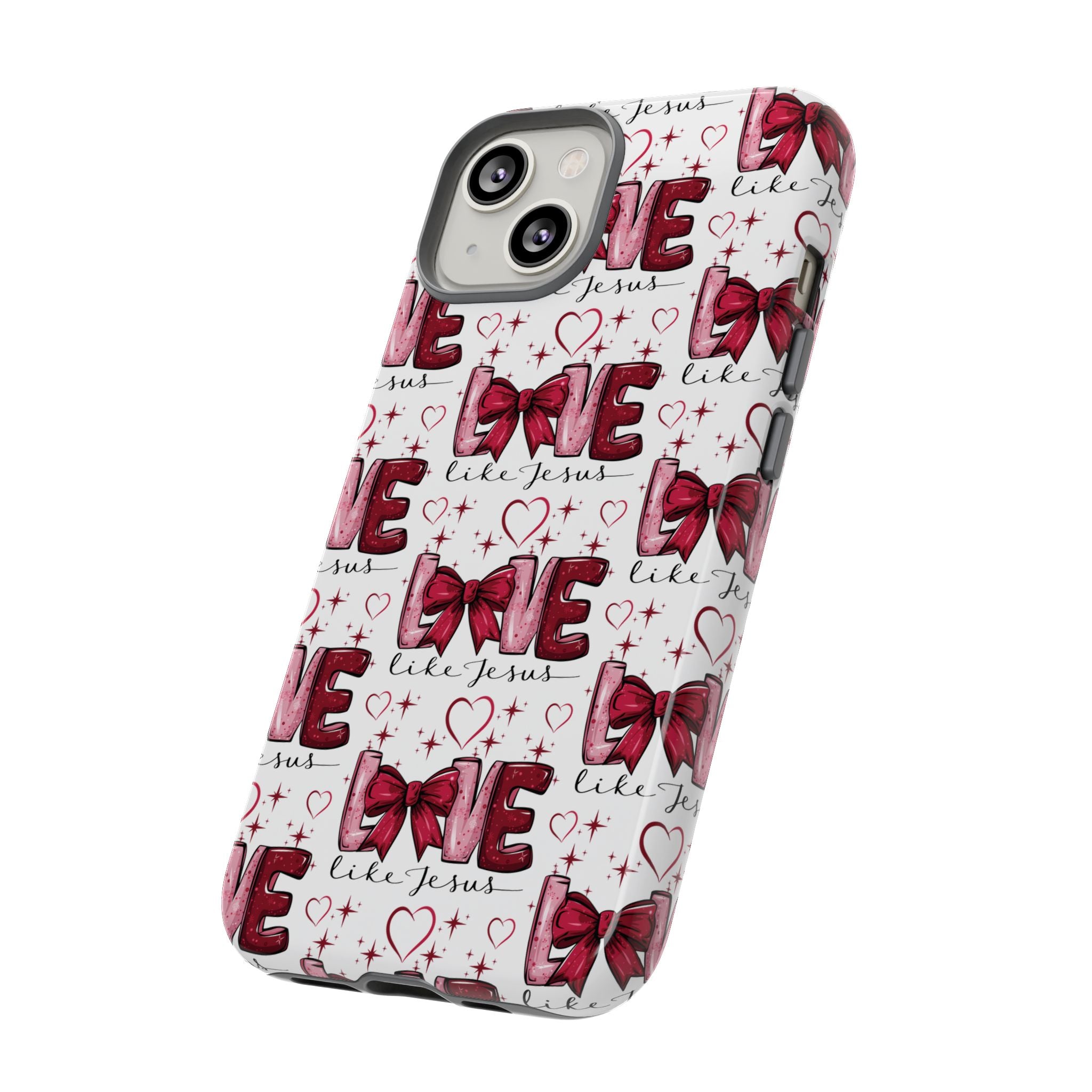 Love Like Jesus Red Bows and Hearts—Tough, Faithful Phone Cases & Religious iPhone Accessories: Protect Your Device & Show Your Faith