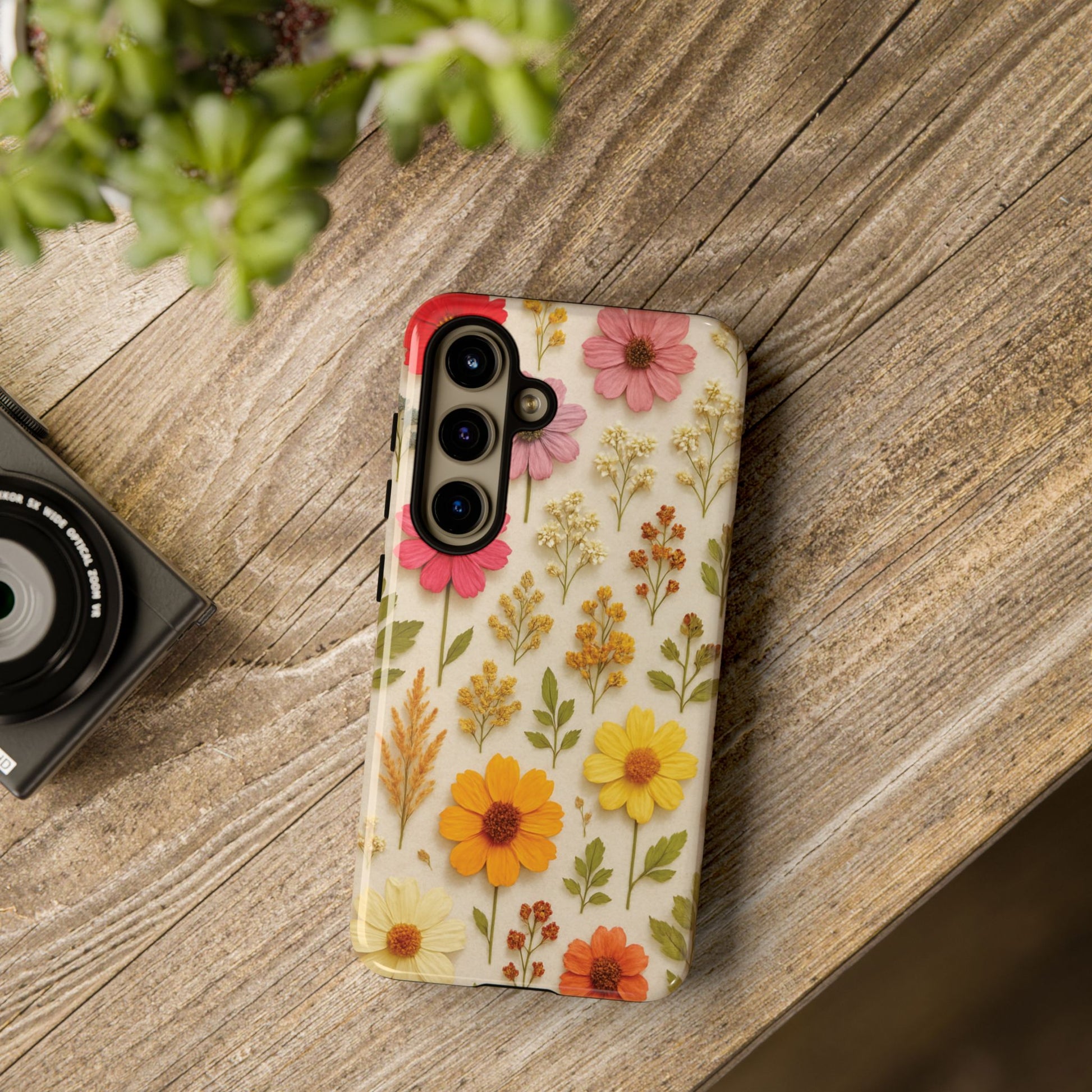 Dried Flowers Illusion Phone Case – Realistic Botanical Aesthetic, Colorful Pressed Floral Art, Trendy Nature-Inspired Protective Cover  iPhone & Samsung Models