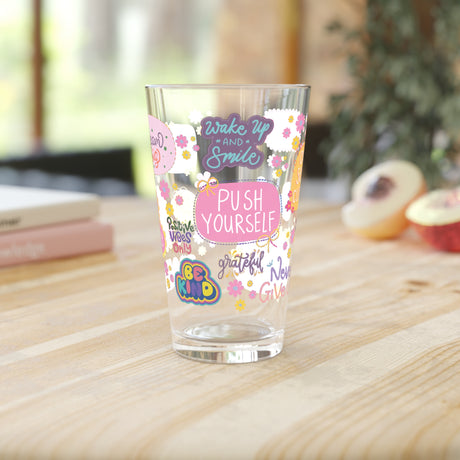 Good Vibes Only 16oz Pint Glass Motivational Quote Drinkware Positive Affirmation Glass | Perfect Uplifting Gift to Inspire & Encourage DailyHandwash Only