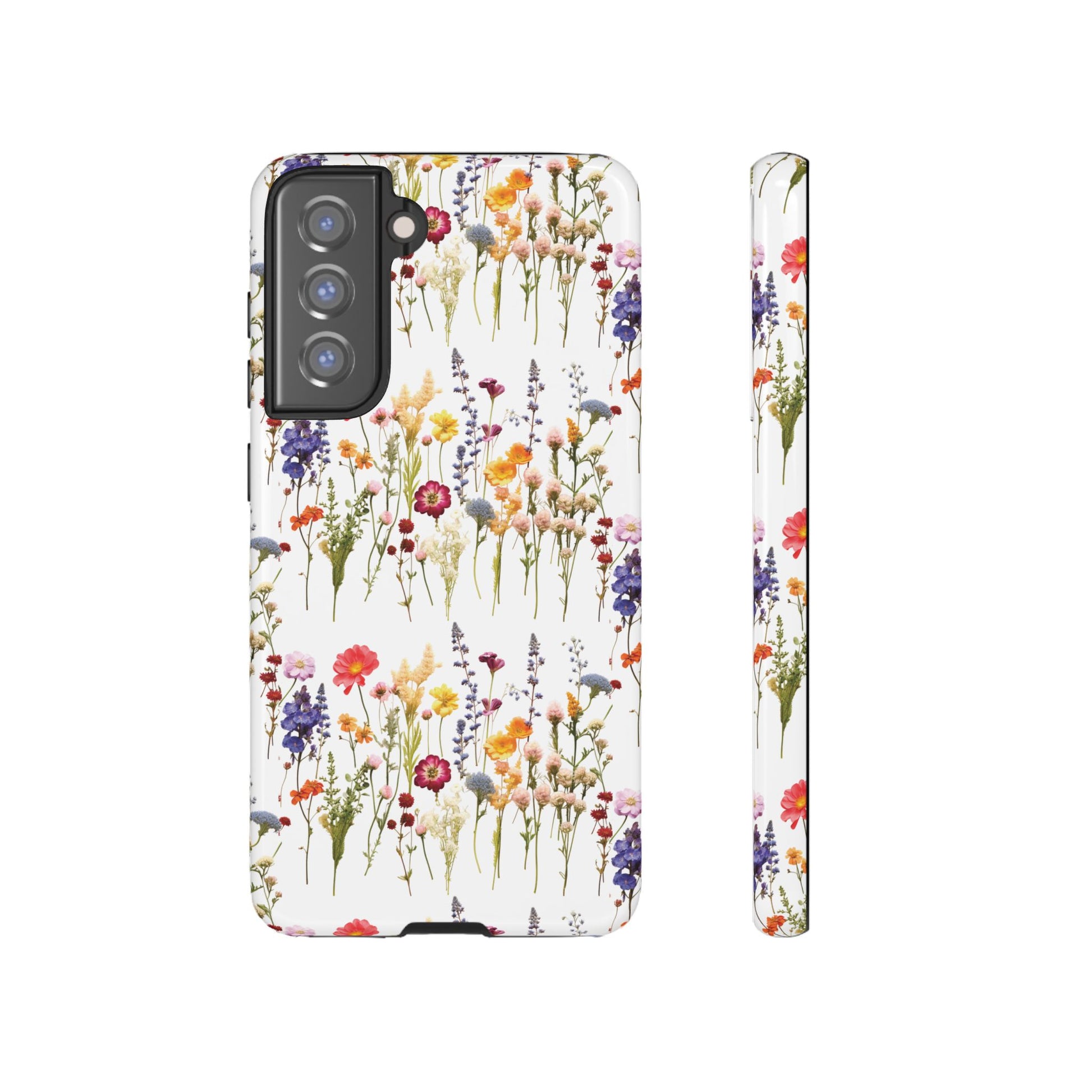 White Best Phone Case Press Flowers Floral 3D Illusion Luxury Tough Case Floral Elegant Durable Stylish for Modern Devices iPhone 17, 16, 15, Samsung iPhone Samsung Accessory Gift for Her