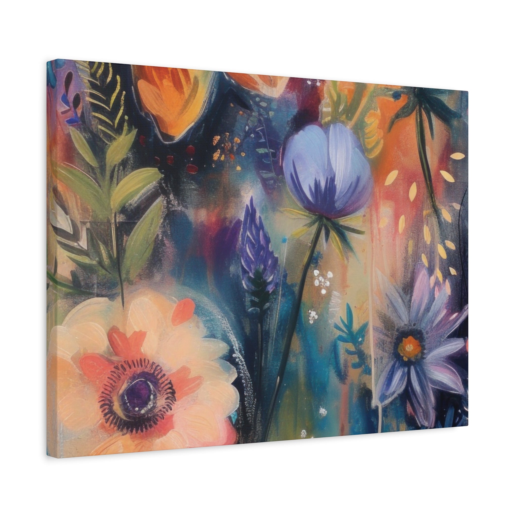 Boho Floral Wall Art Matte Canvas Stretched, Vibrant Botanical Design, Perfect for Living Room, Bedroom, or Office Decor, Adds a Stylish Touch to Any Space1.25" - MRSBYVALLE