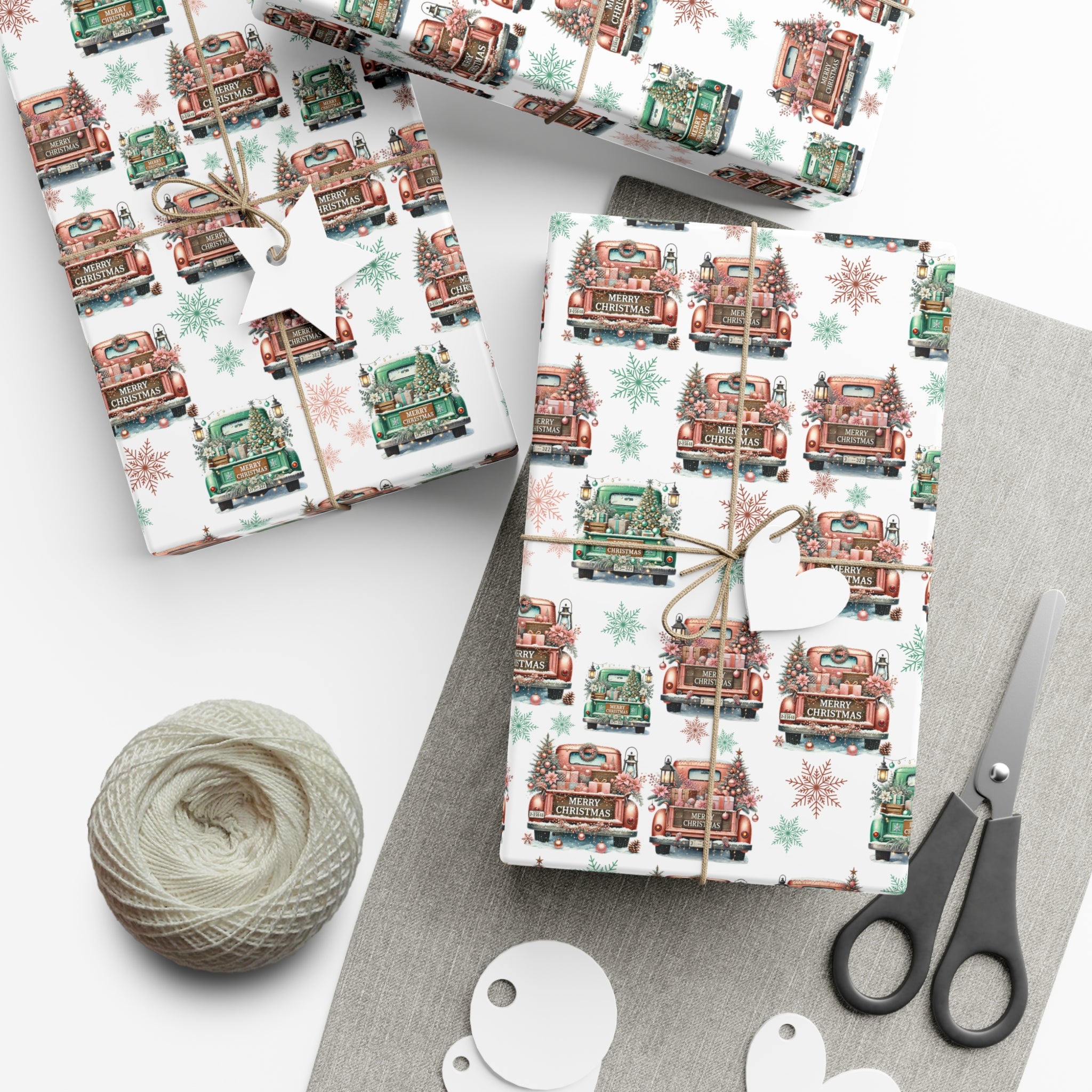 Charming Pink & Mint Green Christmas Pickup Gift Wrap Paper – Festive and Unique Holiday Wrapping, Perfect for Adding a Playful Touch to Your Gifts - MRSBYVALLE
