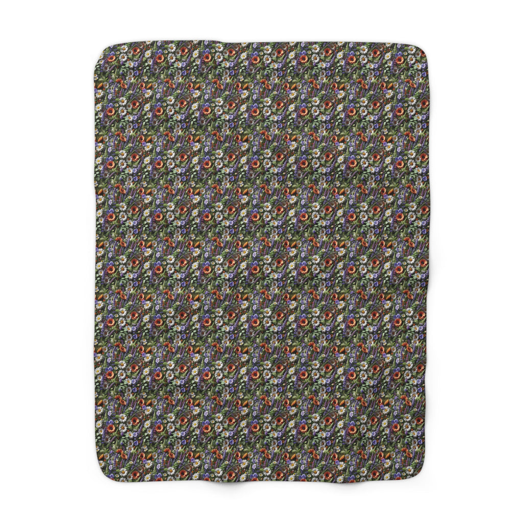 Boho Wildflower Sherpa Blanket - Cozy & Soft Throw with Vibrant Floral Design, Perfect for Home Decor, Lounging, or Gifting - MRSBYVALLE