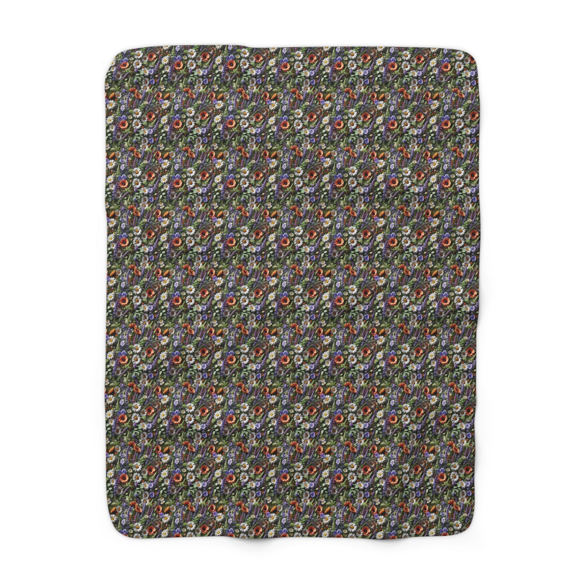 Boho Wildflower Sherpa Blanket - Cozy & Soft Throw with Vibrant Floral Design, Perfect for Home Decor, Lounging, or Gifting - MRSBYVALLE
