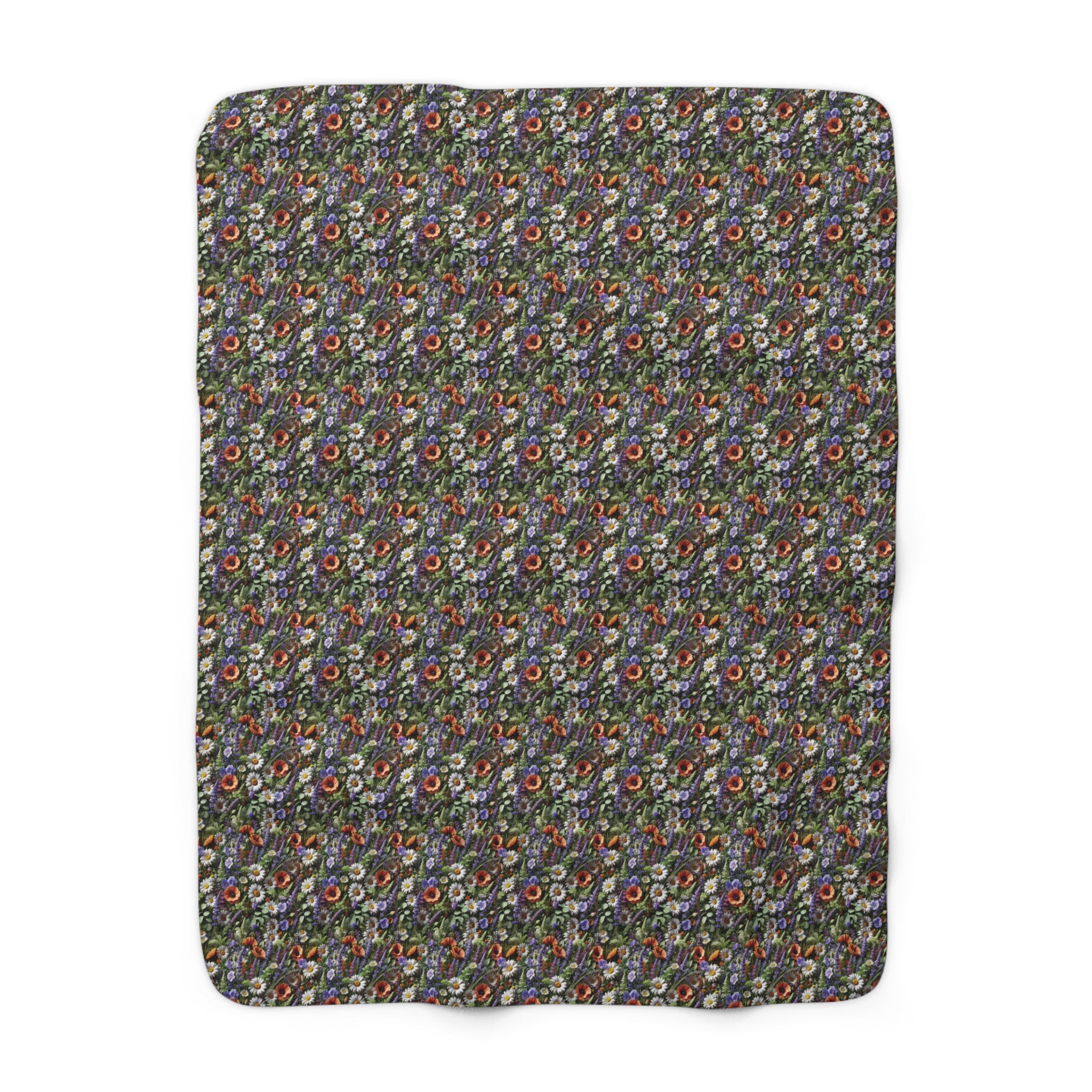 Boho Wildflower Sherpa Blanket - Cozy & Soft Throw with Vibrant Floral Design, Perfect for Home Decor, Lounging, or Gifting - MRSBYVALLE