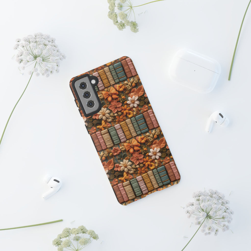 3D Illusion Boho Floral and Books Phone Case Gift for Her Phone 15, Samsung iPhone Samsung Gift for Her Case iPhone 15, Samsung iPhone Samsung Accessory Gift for Her