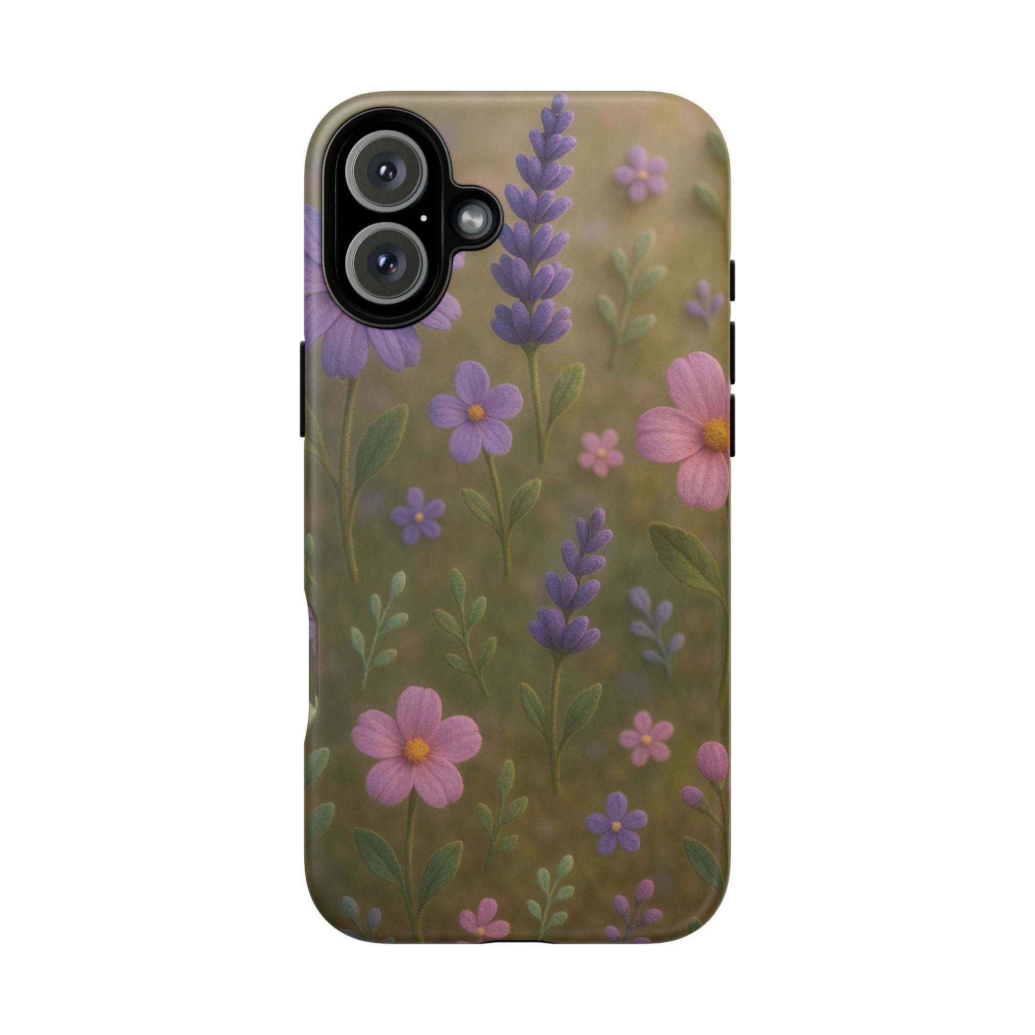 Pastel Flowers 3D Illusion Wildflower Phone Case Cute Pastel Floral Design in Lavender, Pink, Mint Green Aesthetic Protective Case for iPhone and  Android