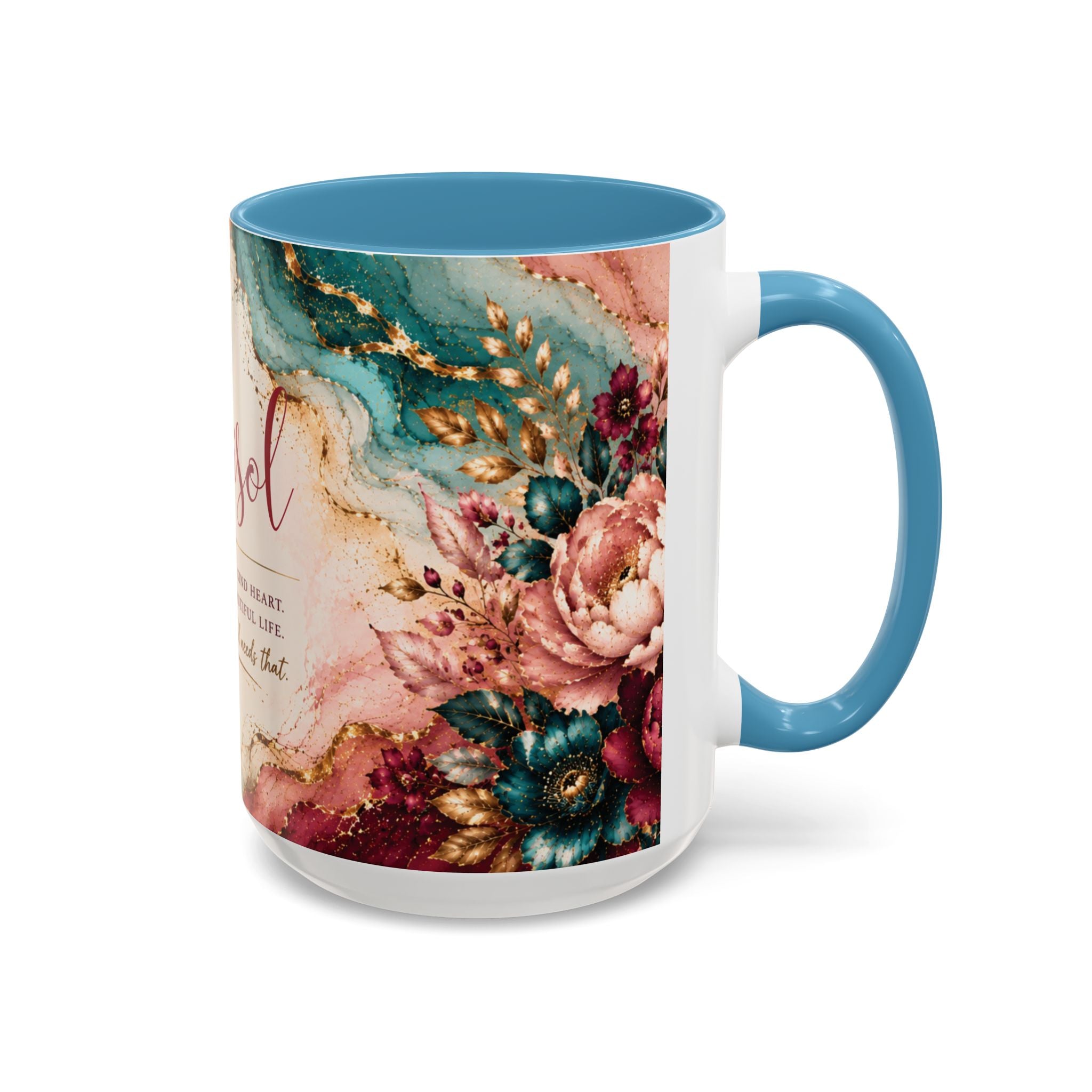 Personalized Name Mug for Women, Inspirational Color Handle Coffee Mug, 11 oz or 15 oz Gift for Her