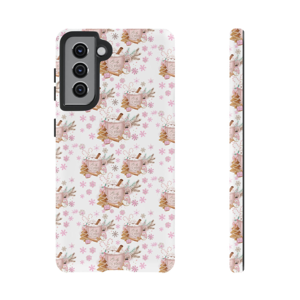 Baby it's Cold Outside Pink and White Phone Case Unique Holiday Protection for Your Device | Stylish & Durable Cover Gift for Her Phone 15, Samsung iPhone Samsung Accessory Gift for Her
