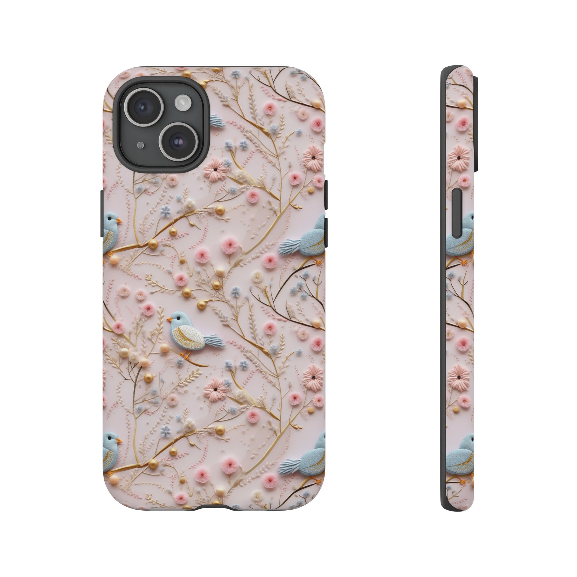 3D Birds Elegant Faux Flowers Phone Case Stylish & Durable for iPhone Samsung Gift iPhone 15, 14, 13 Samsung Pixel Gift for Mom Accessory Gift for Her