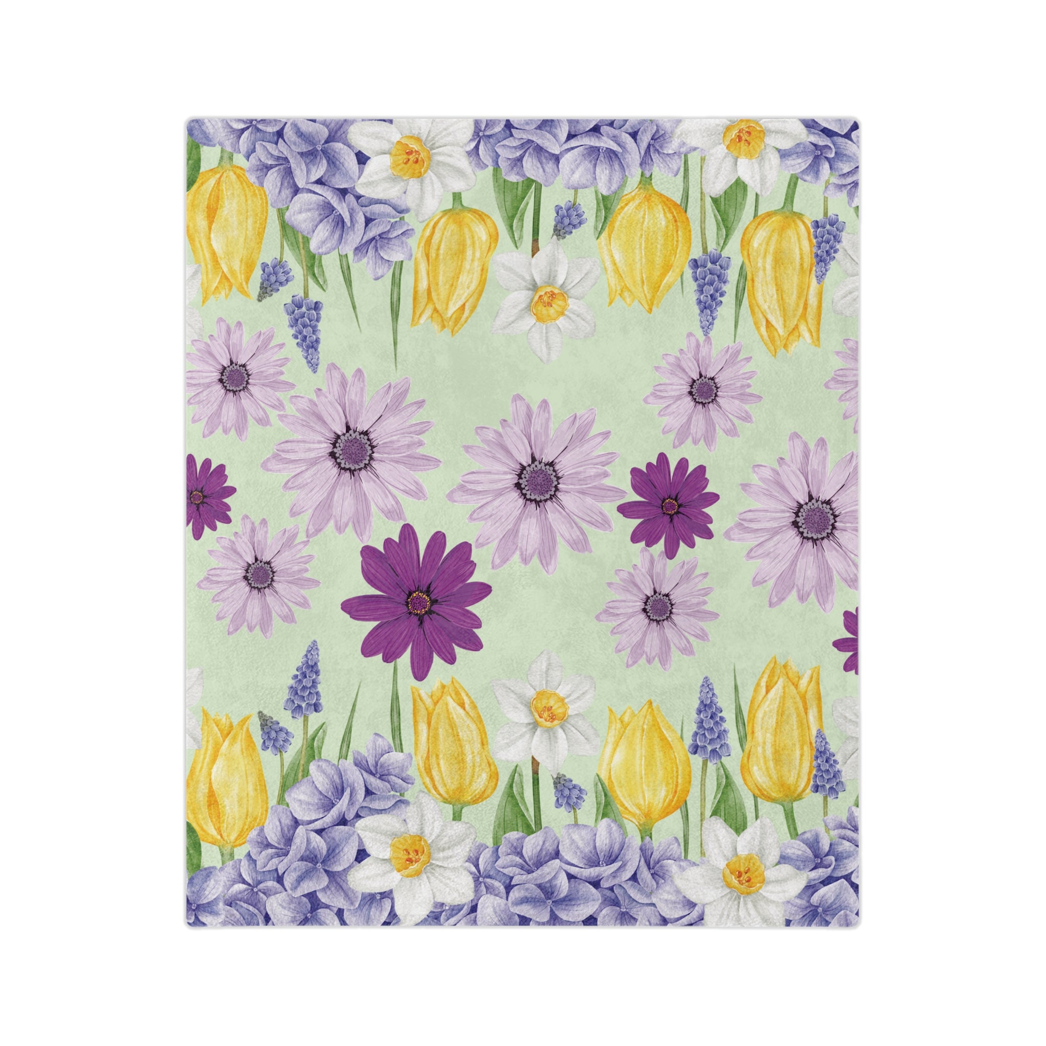 Plaid à fleurs lavande et jaunes – Doux et confortable, motif botanique pour lit, canapé ou coin lecture, cadeau parfait pour les amoureux de la nature et pour rafraîchir la maison