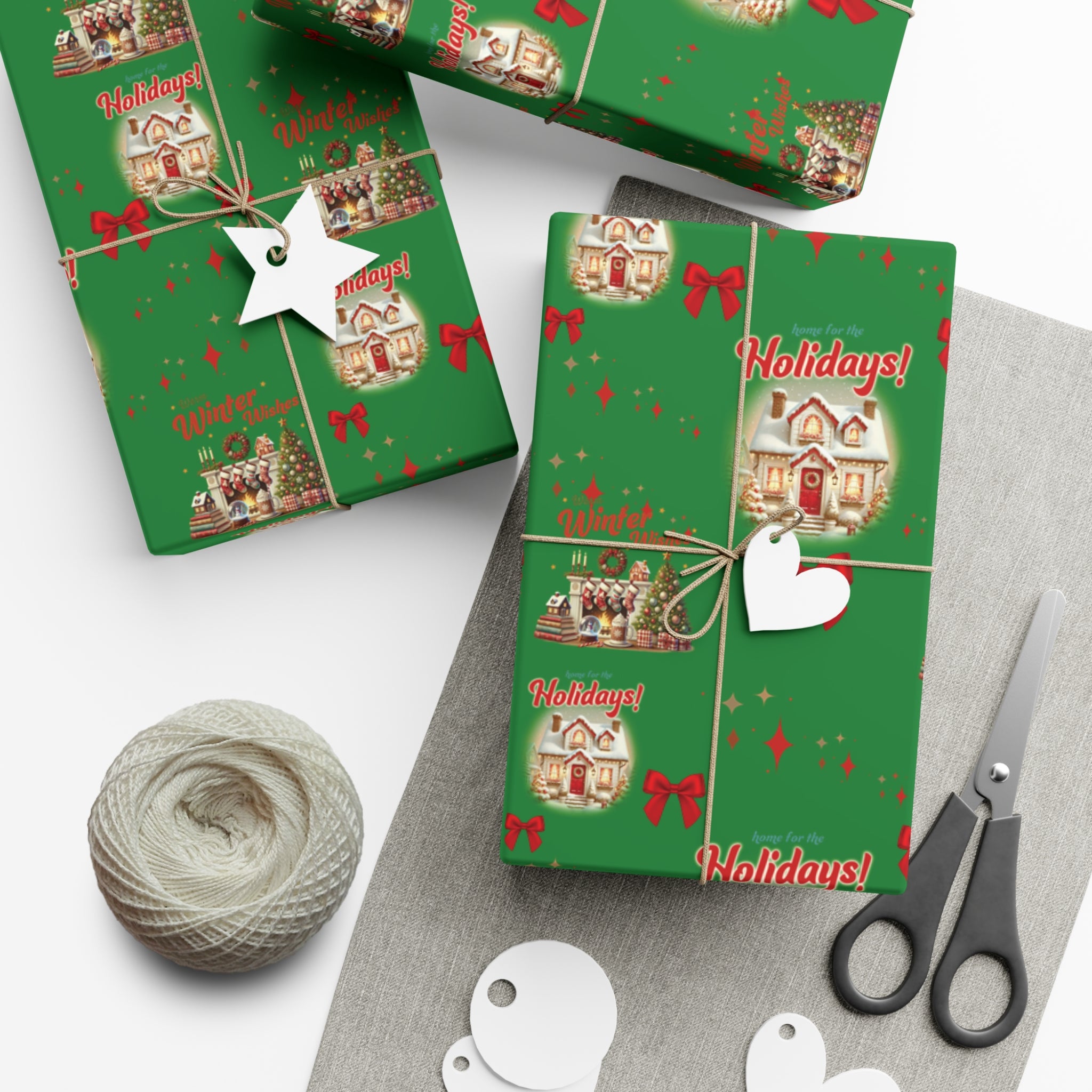 Retro Christmas Scenes Wrapping Paper - Forest Green Holiday Gift Wrap with Vintage Vibes, Perfect for Festive Presents, Nostalgic Holiday Decor, and Gift Wrapping Premium Quality - MRSBYVALLE