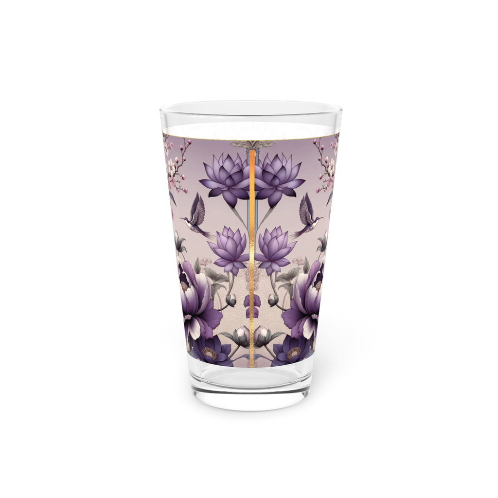Purple Wildflower Pint Glass Colorful Floral Drinkware for Home & Bar, 16 oz Housewarming, Wedding, Bridal Shower Glass, Mother's Day Party Drinkware, Housewarming Perfect Gift Party Drinkware, Cocktail, Wedding Perfect for Parties - MRSBYVALLE