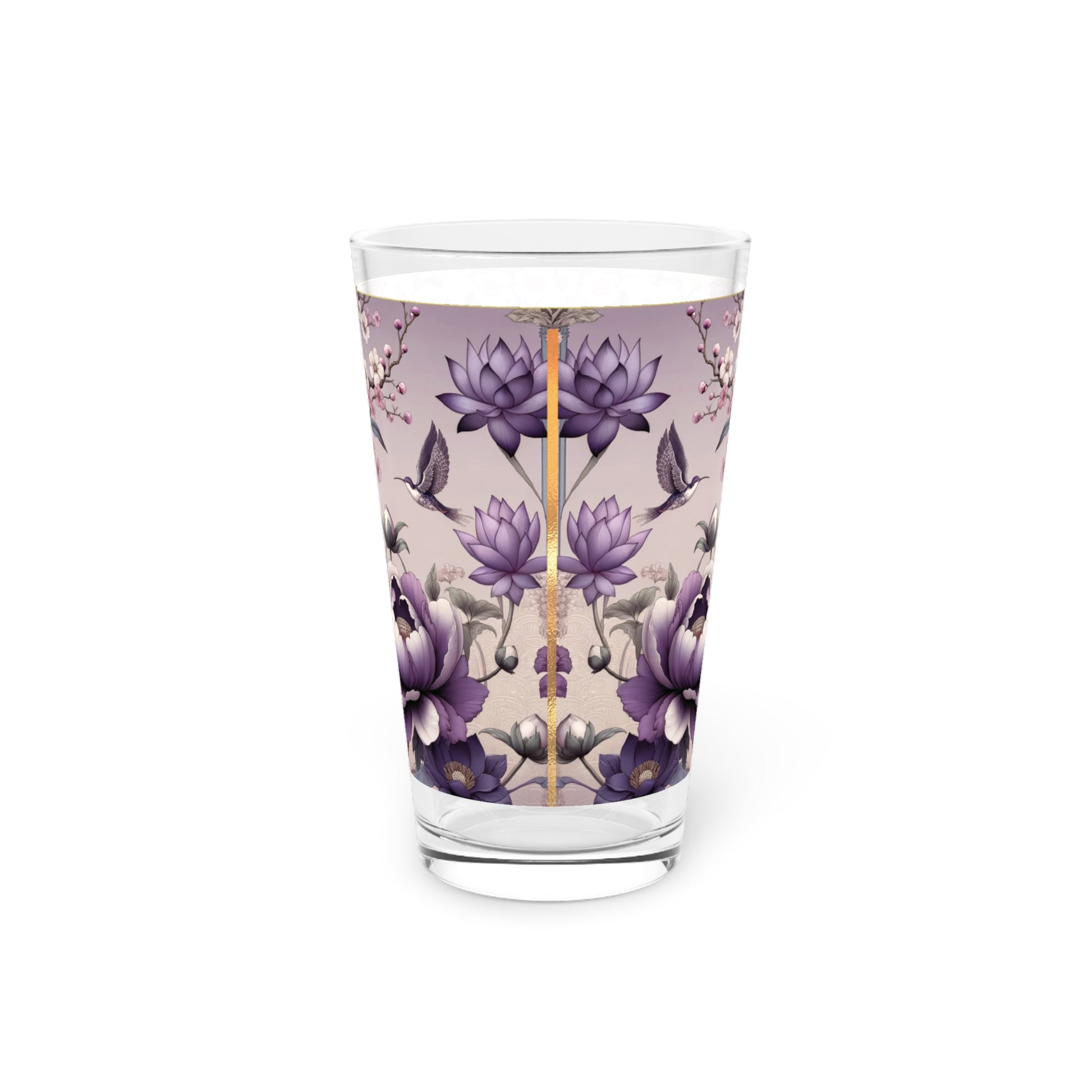 Purple Wildflower Pint Glass Colorful Floral Drinkware for Home & Bar, 16 oz Housewarming, Wedding, Bridal Shower Glass, Mother's Day Party Drinkware, Housewarming Perfect Gift Party Drinkware, Cocktail, Wedding Perfect for Parties - MRSBYVALLE