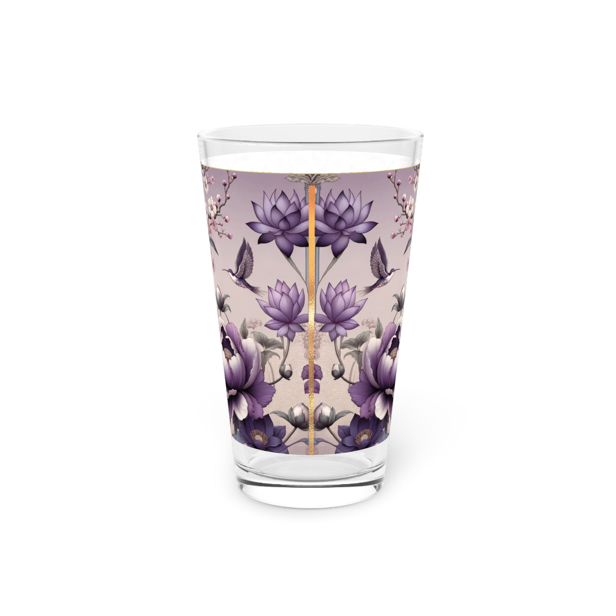 Purple Wildflower Pint Glass Colorful Floral Drinkware for Home & Bar, 16 oz Housewarming, Wedding, Bridal Shower Glass, Mother's Day Party Drinkware, Housewarming Perfect Gift Party Drinkware, Cocktail, Wedding Perfect for Parties - MRSBYVALLE