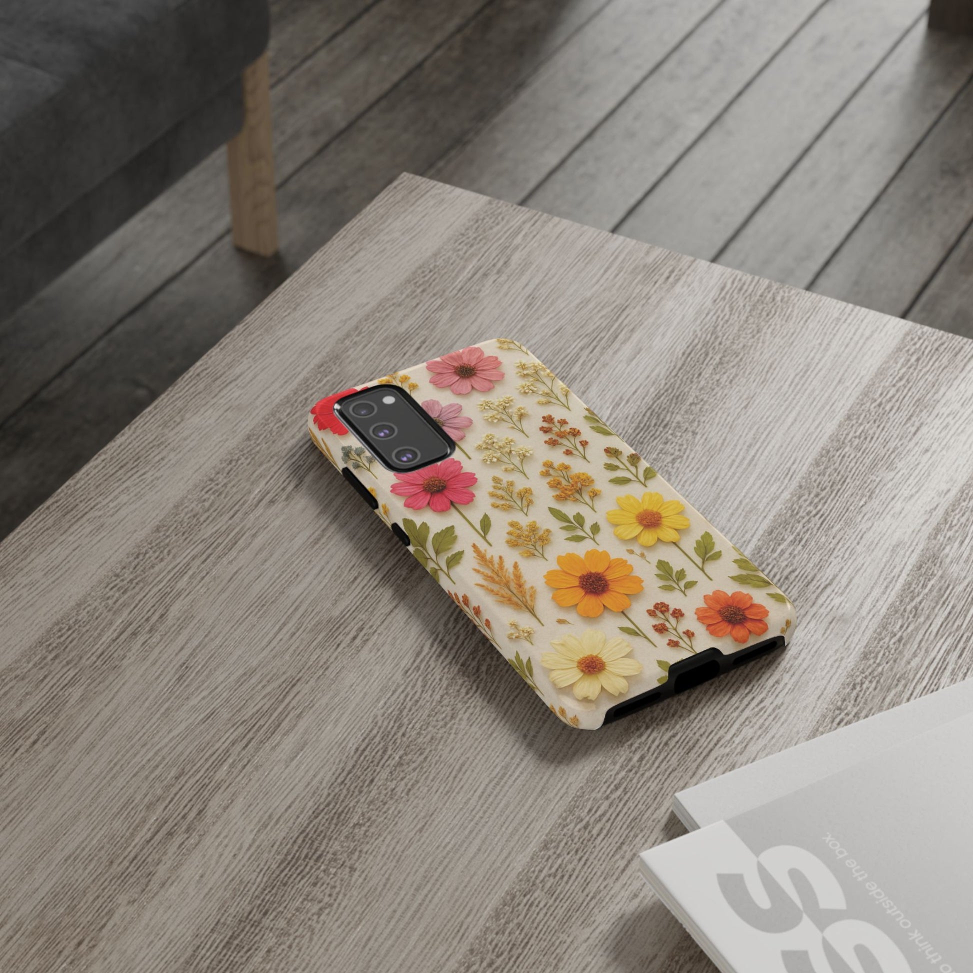 Dried Flowers Illusion Phone Case – Realistic Botanical Aesthetic, Colorful Pressed Floral Art, Trendy Nature-Inspired Protective Cover  iPhone & Samsung Models