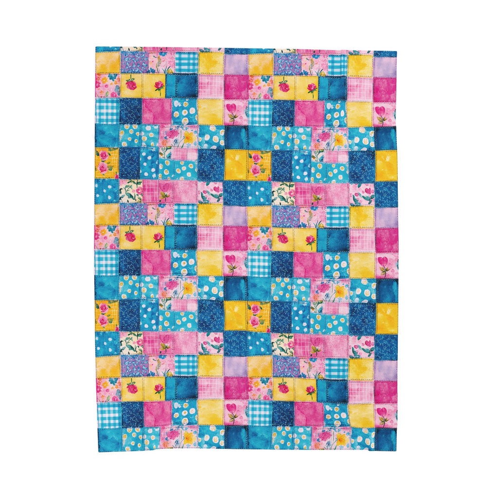 Pastel Patchwork Illusion Velveteen Plush Blanket Gift