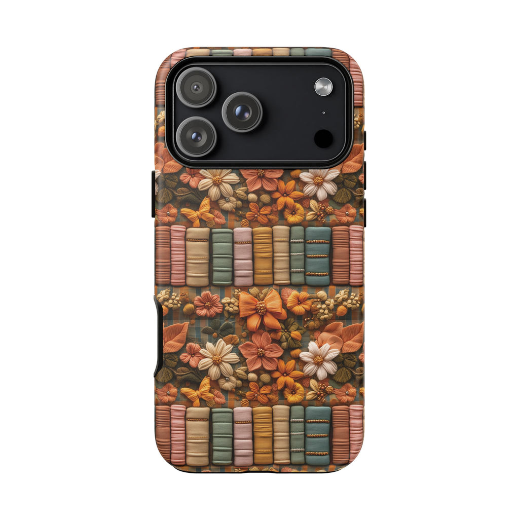 3D Illusion Boho Floral and Books Phone Case Gift for Her Phone 15, Samsung iPhone Samsung Gift for Her Case iPhone 15, Samsung iPhone Samsung Accessory Gift for Her