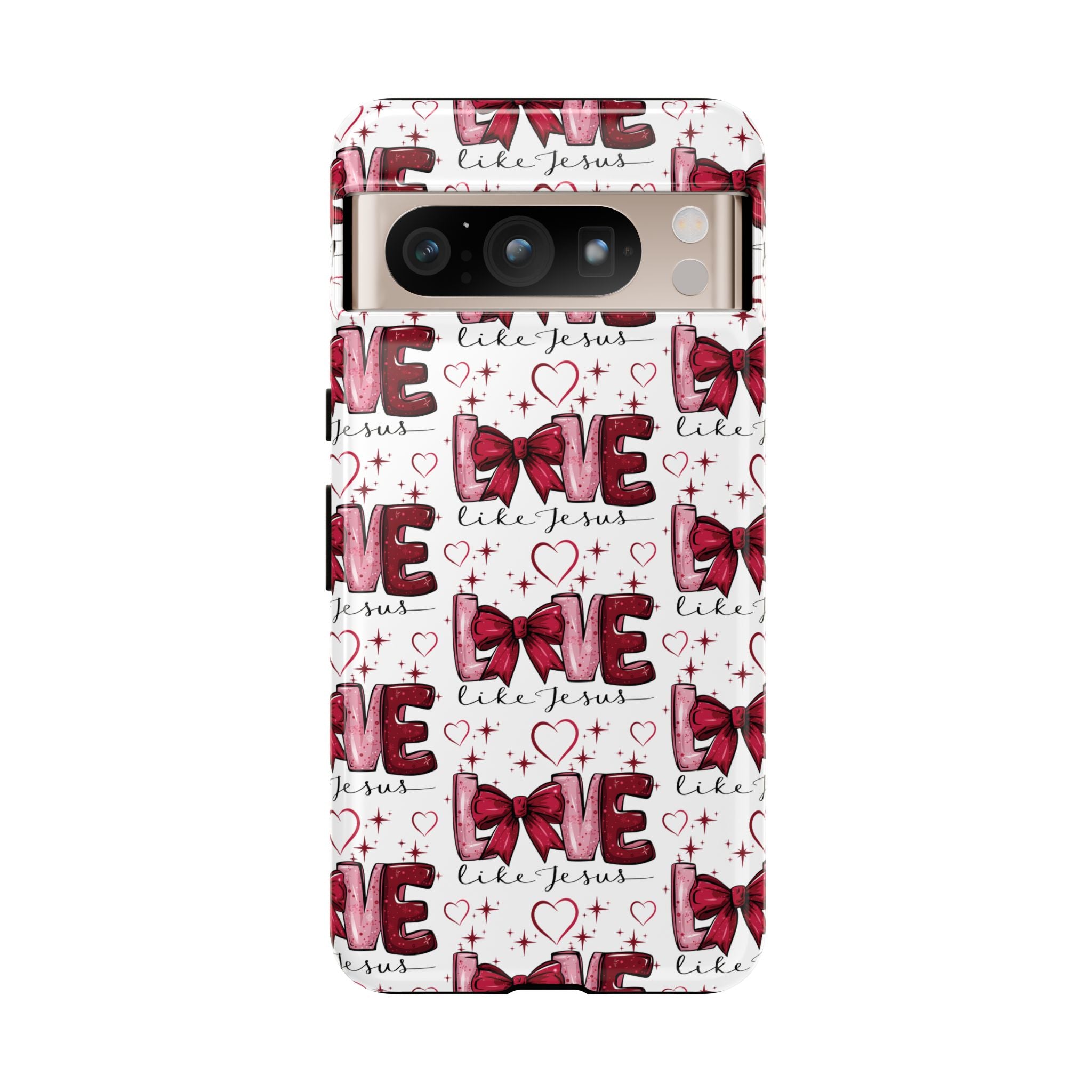 Love Like Jesus Red Bows and Hearts—Tough, Faithful Phone Cases & Religious iPhone Accessories: Protect Your Device & Show Your Faith