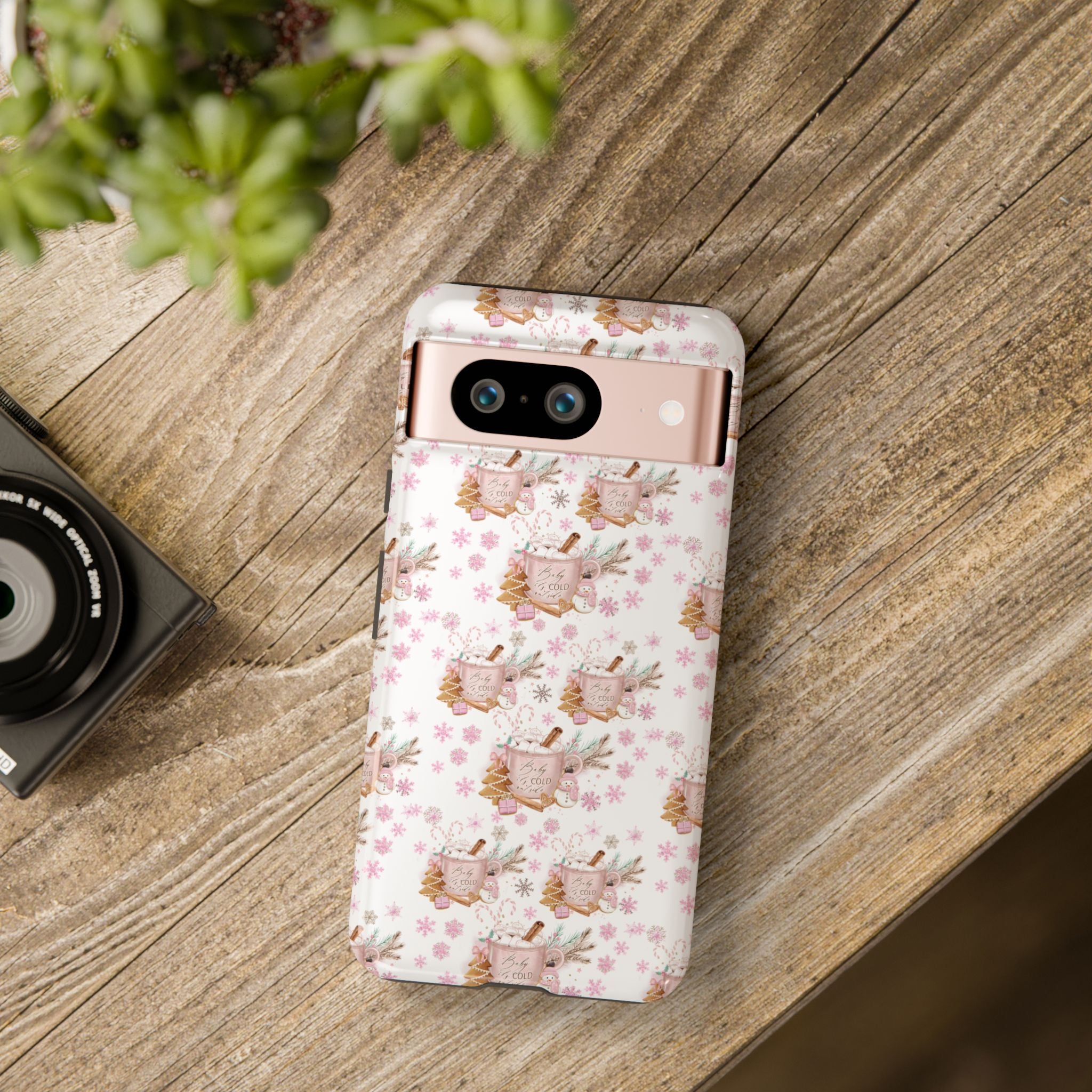 Baby it's Cold Outside Pink and White Phone Case Unique Holiday Protection for Your Device | Stylish & Durable Cover Gift for Her Phone 15, Samsung iPhone Samsung Accessory Gift for Her