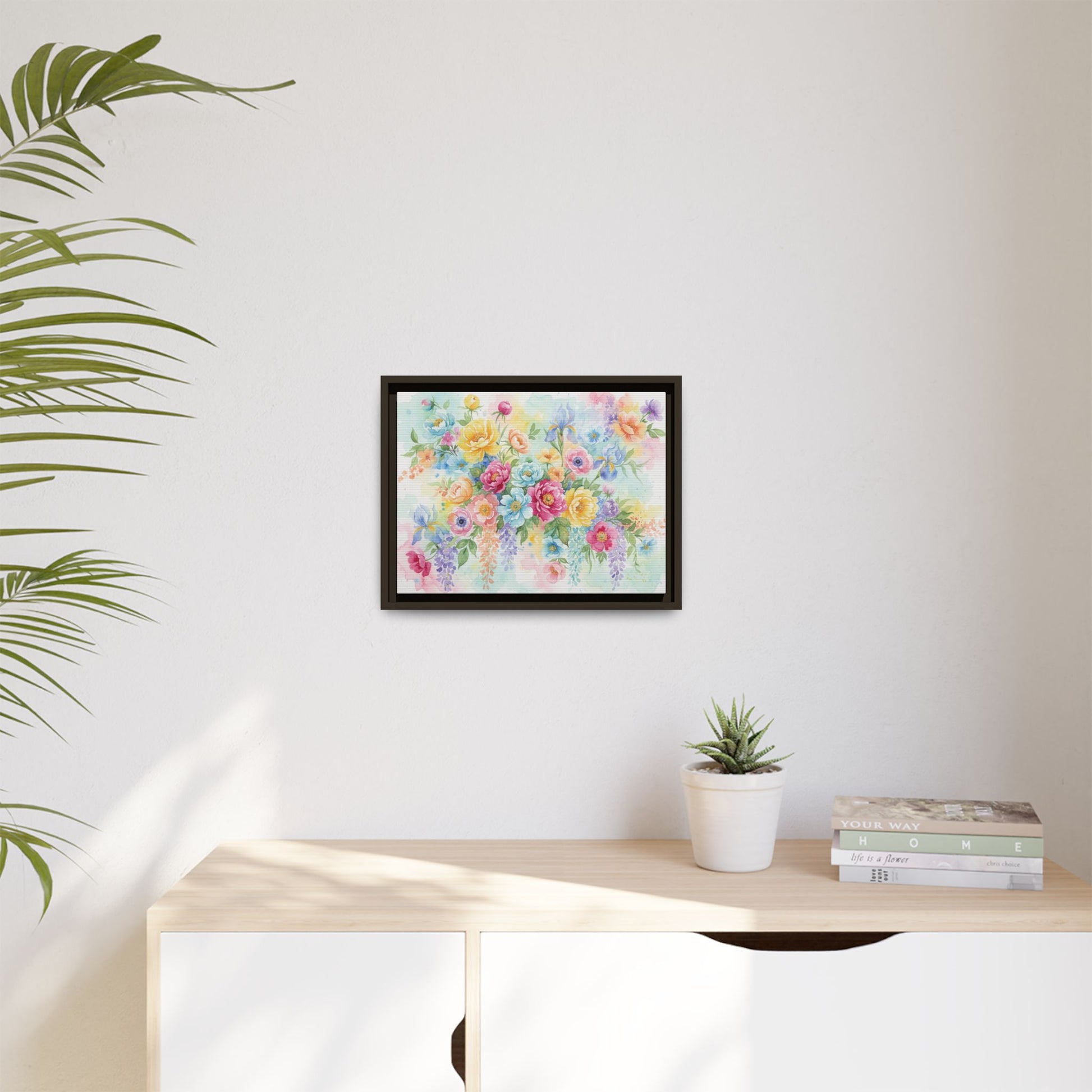 Watercolor Floral Bouquet Canvas, Framed Matte Wall Art | Multi-Color Wall Art