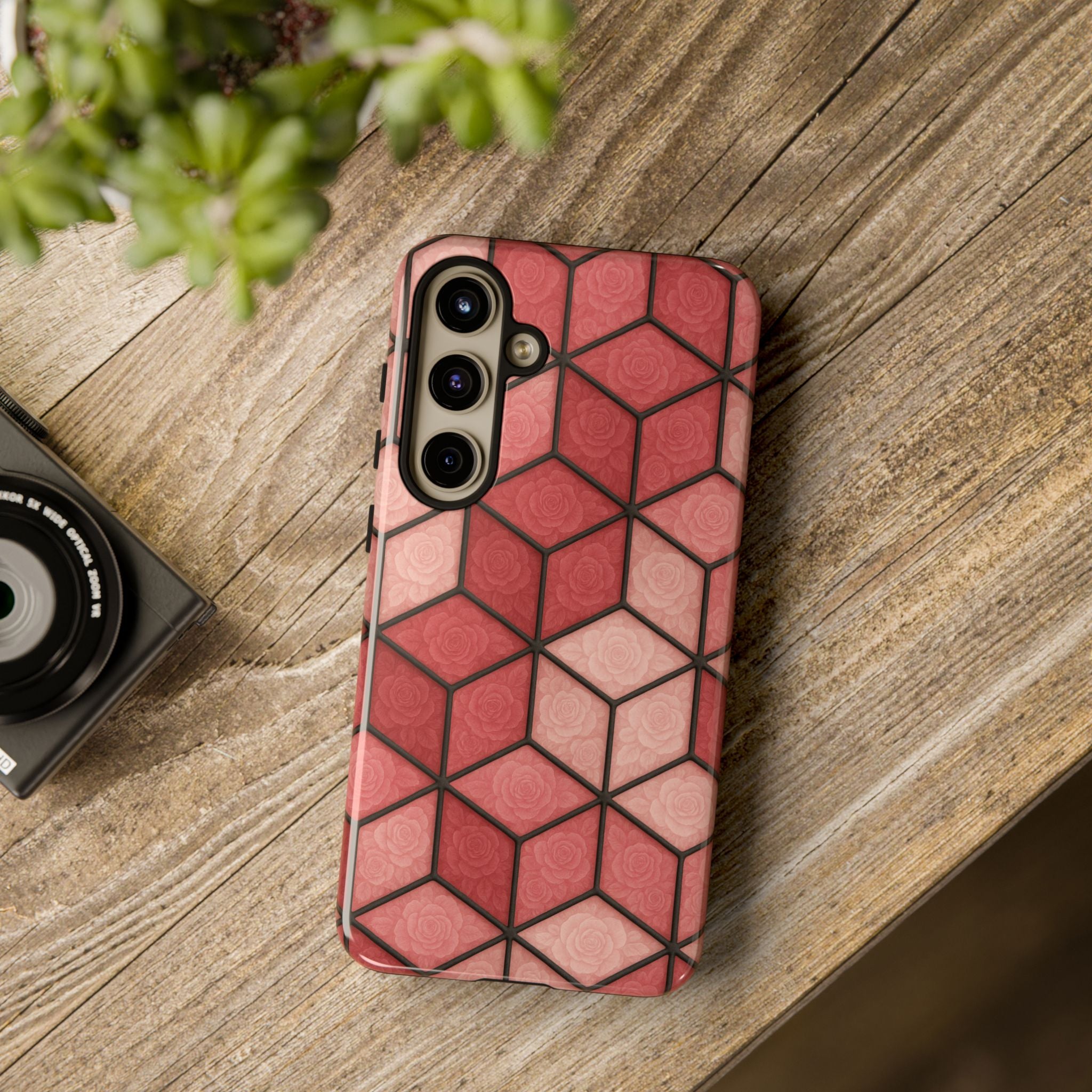 Geometric Stained Glass Illusion Phone Case Colorful Abstract Art, Aesthetic Protective Cover for iPhone, Samsung & Google, Unique Gift Idea Mom