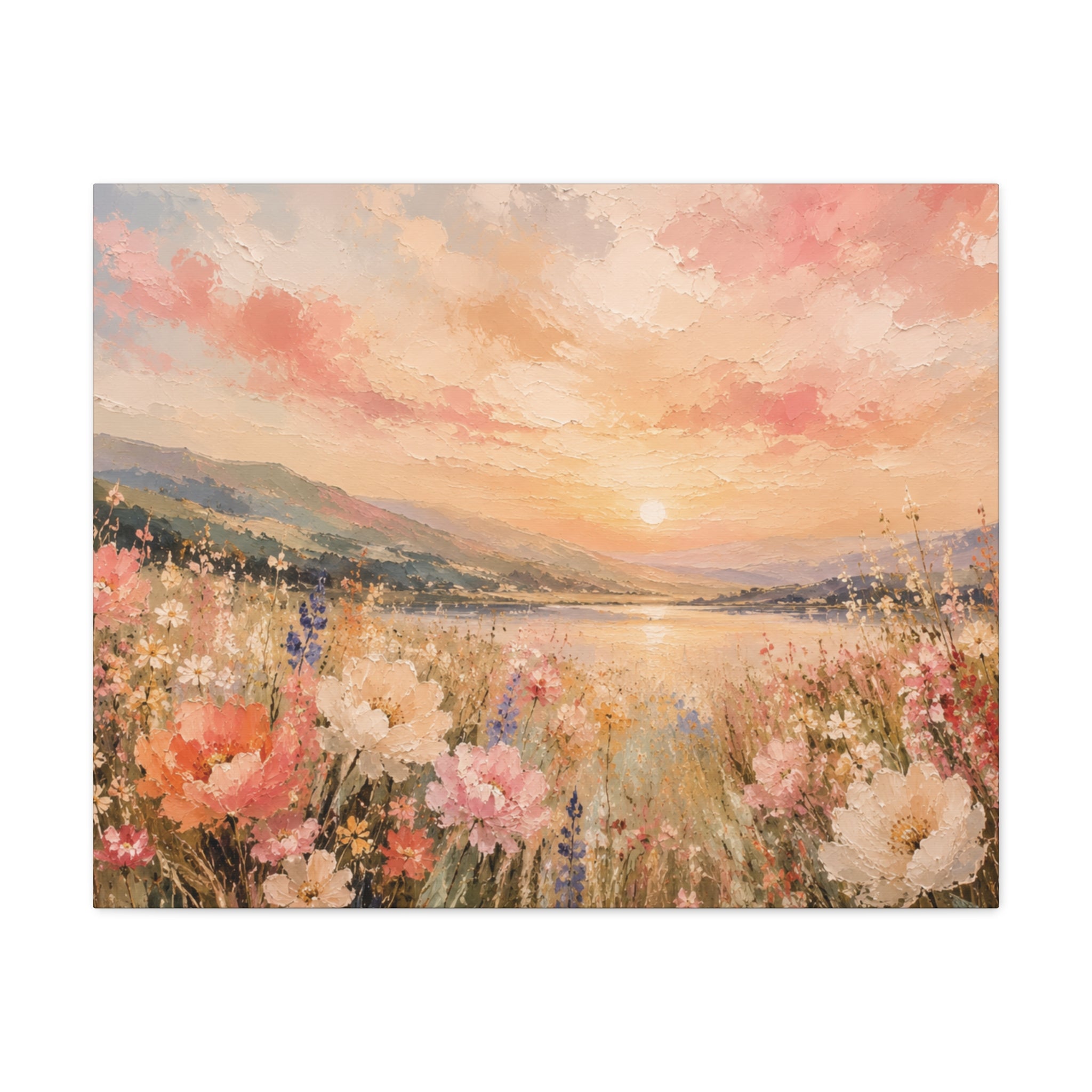 Where Heaven Meets the Meadow Luxury Wildflower Landscape Canvas Wall Art Large Modern Floral Meadow Painting for Living Room  Bedroom Decor