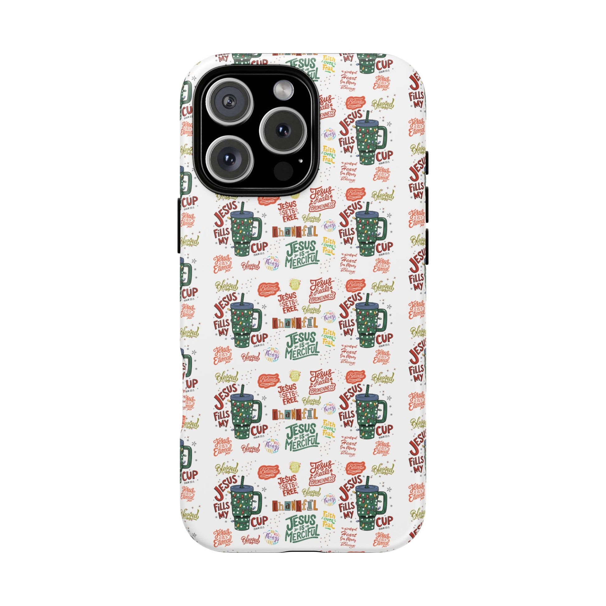 Jesus Fill My Cup Phone Case Cute Floral Design in Red, Pink, Blue – Aesthetic Protective Case for iPhone and  Android