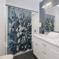 Navy Shower Curtain 3D Floral Illusion Shower Curtain Elegant Modern Bathroom Decor, Luxurious Home Bathroom Decor Perfect Home 71x74 Housewarming New House Gift Newlywed Wedding Gift.