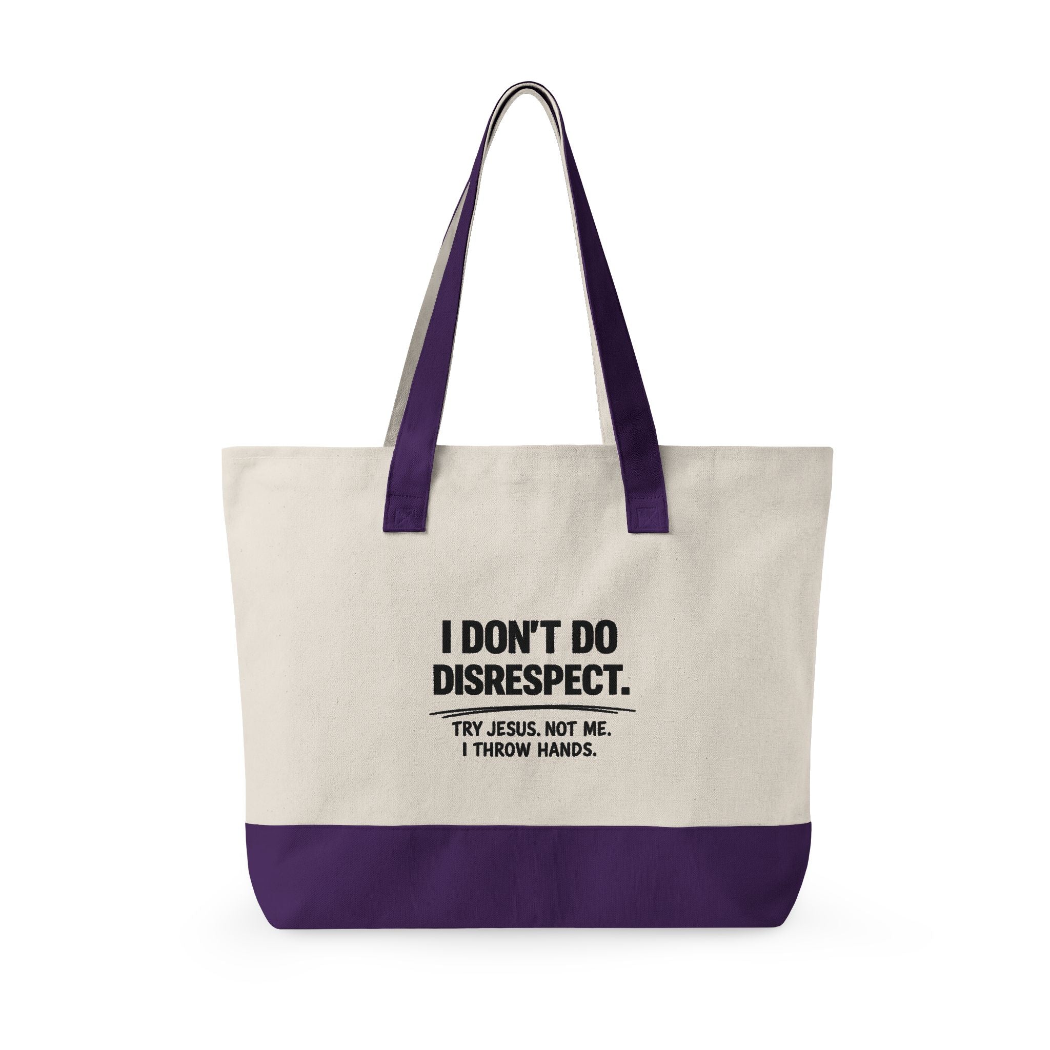 Personalized "I Don't Do Disrespect" Zippered Canvas Tote Bag – Custom Name Empowerment Statement