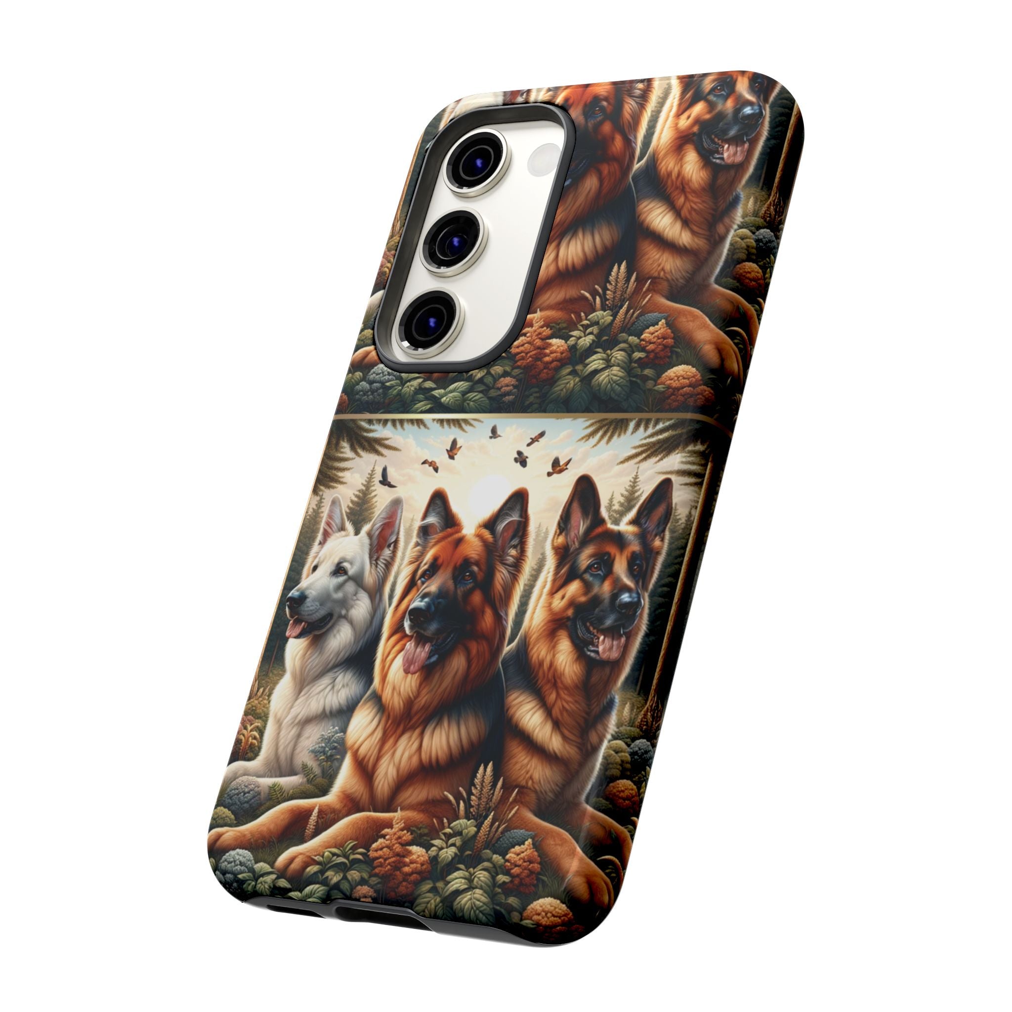 German Shepherd Phone Tough Case Floral Elegant Durable Dog Lover Devices iPhone 15, Samsung iPhone Samsung Accessory Gift for Her