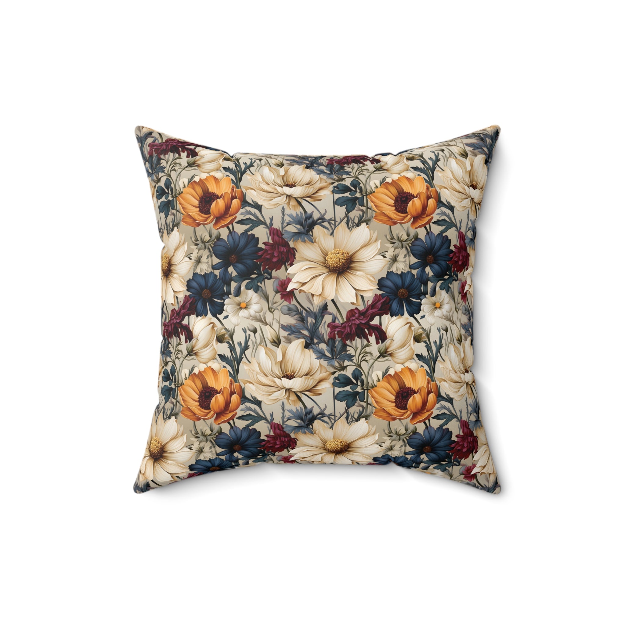 Boho Elegant Winter Floral Square Pillow Vibrant Floral Design Soft and Stylish Decorative Throw Pillow for Boho-Inspired Home Décor Bridal Shower - MRSBYVALLE