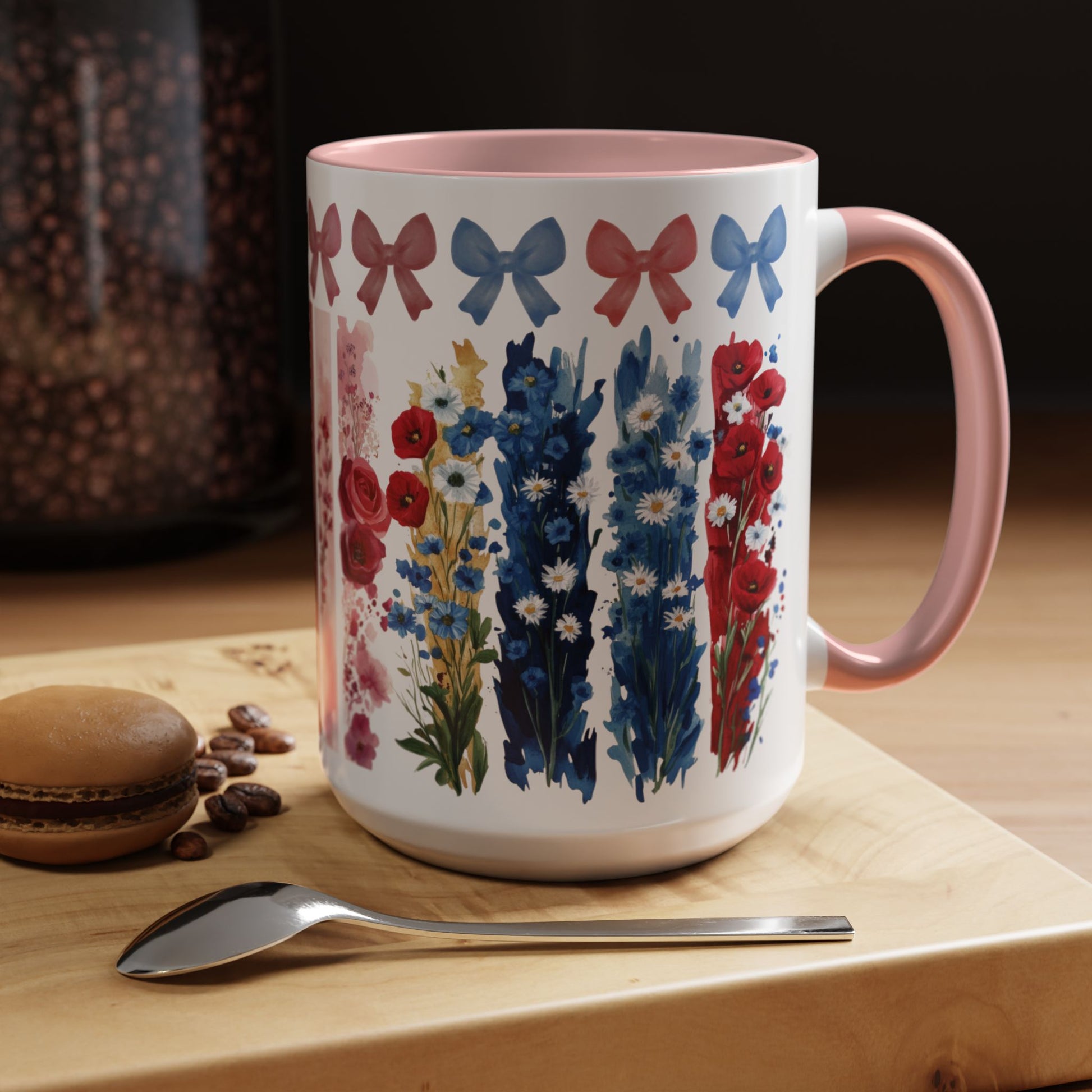 Brushstroke floral With Bows| Christian Mug with Bible Verse | Inspirational Gift for Christians | 11oz and 15oz Ceramic Coffee Mug Cozy Spring Mornings