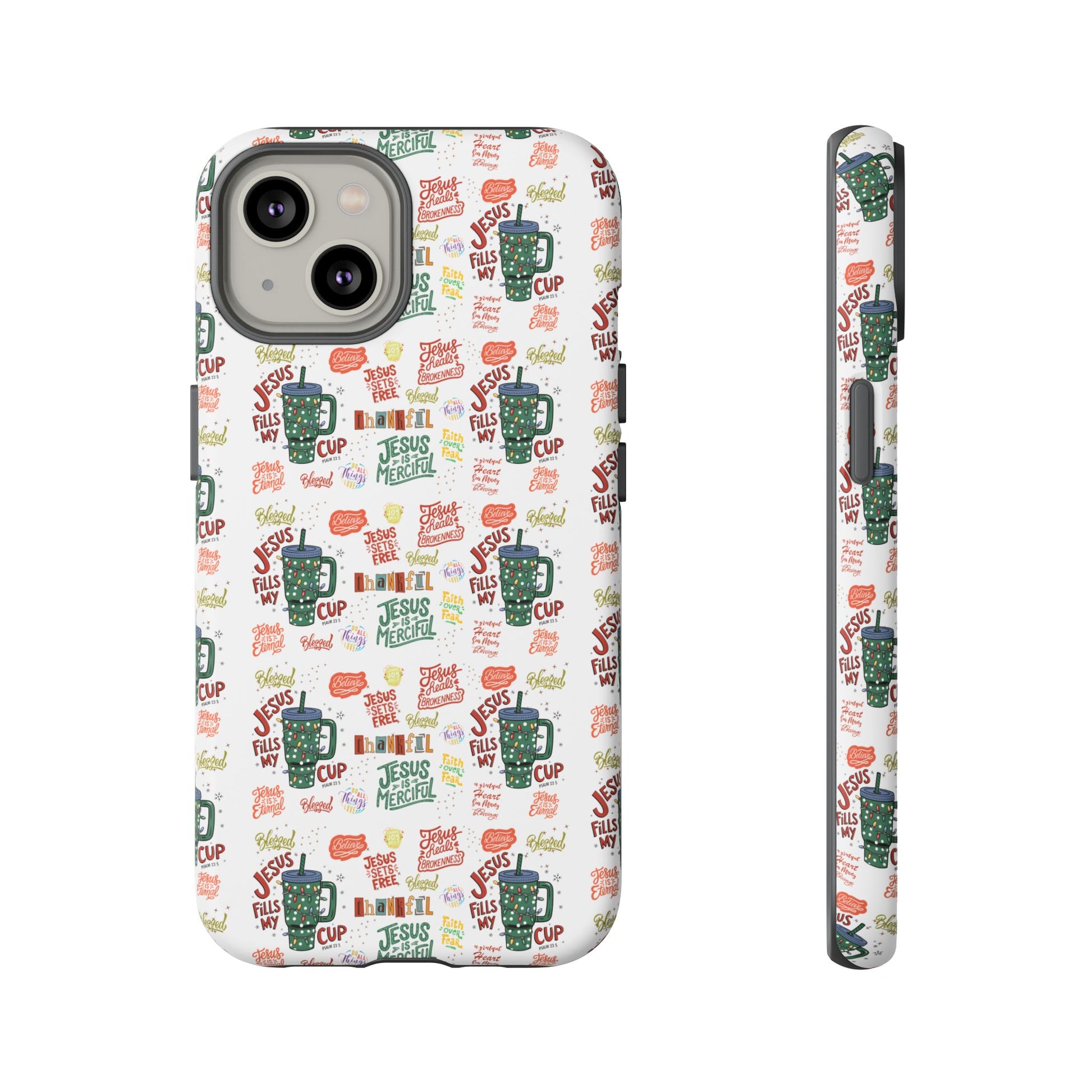 Jesus Fill My Cup Phone Case Cute Floral Design in Red, Pink, Blue – Aesthetic Protective Case for iPhone and  Android