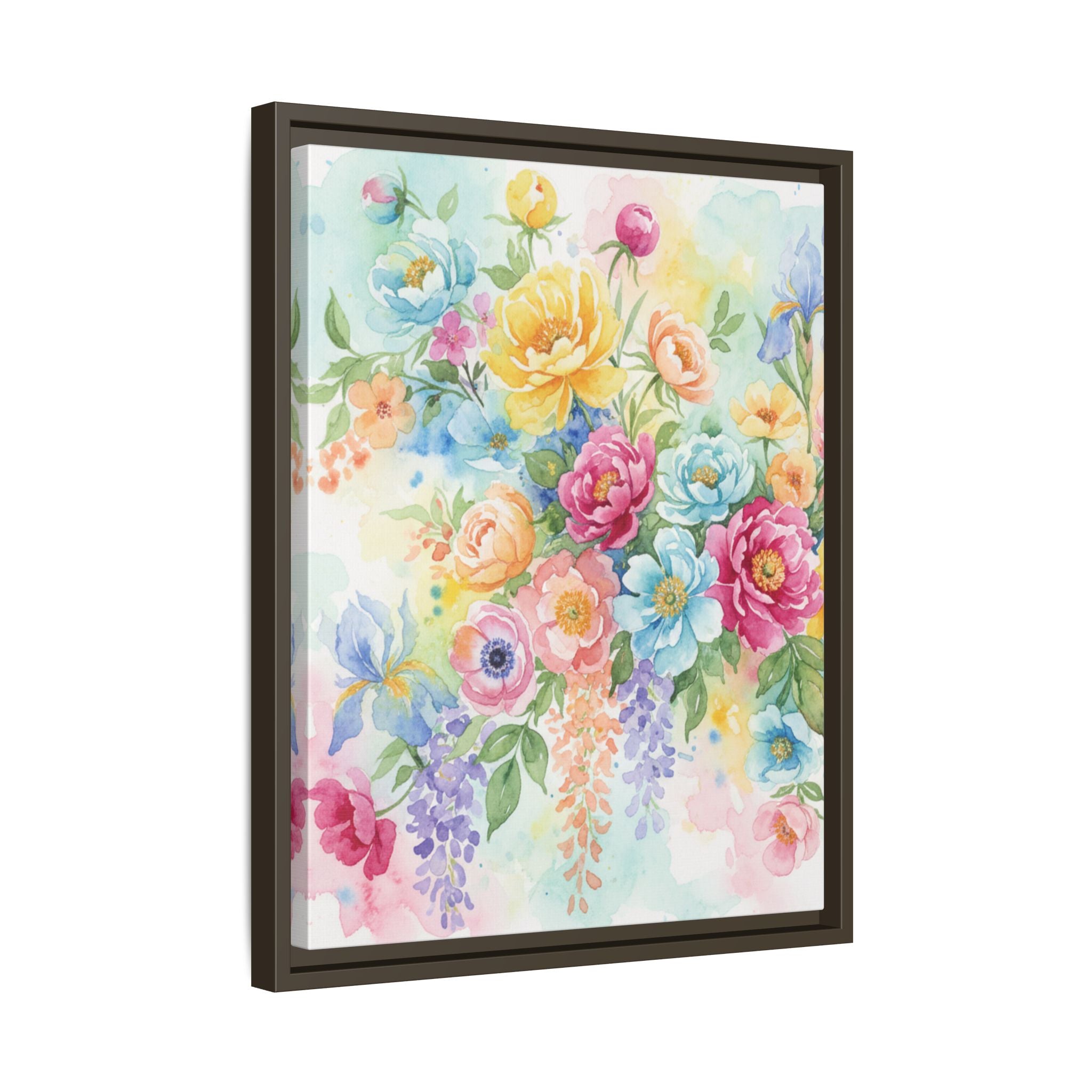 Toile Bouquet Floral Aquarelle, Art Mural Mat Encadré | Art Mural Multicolore