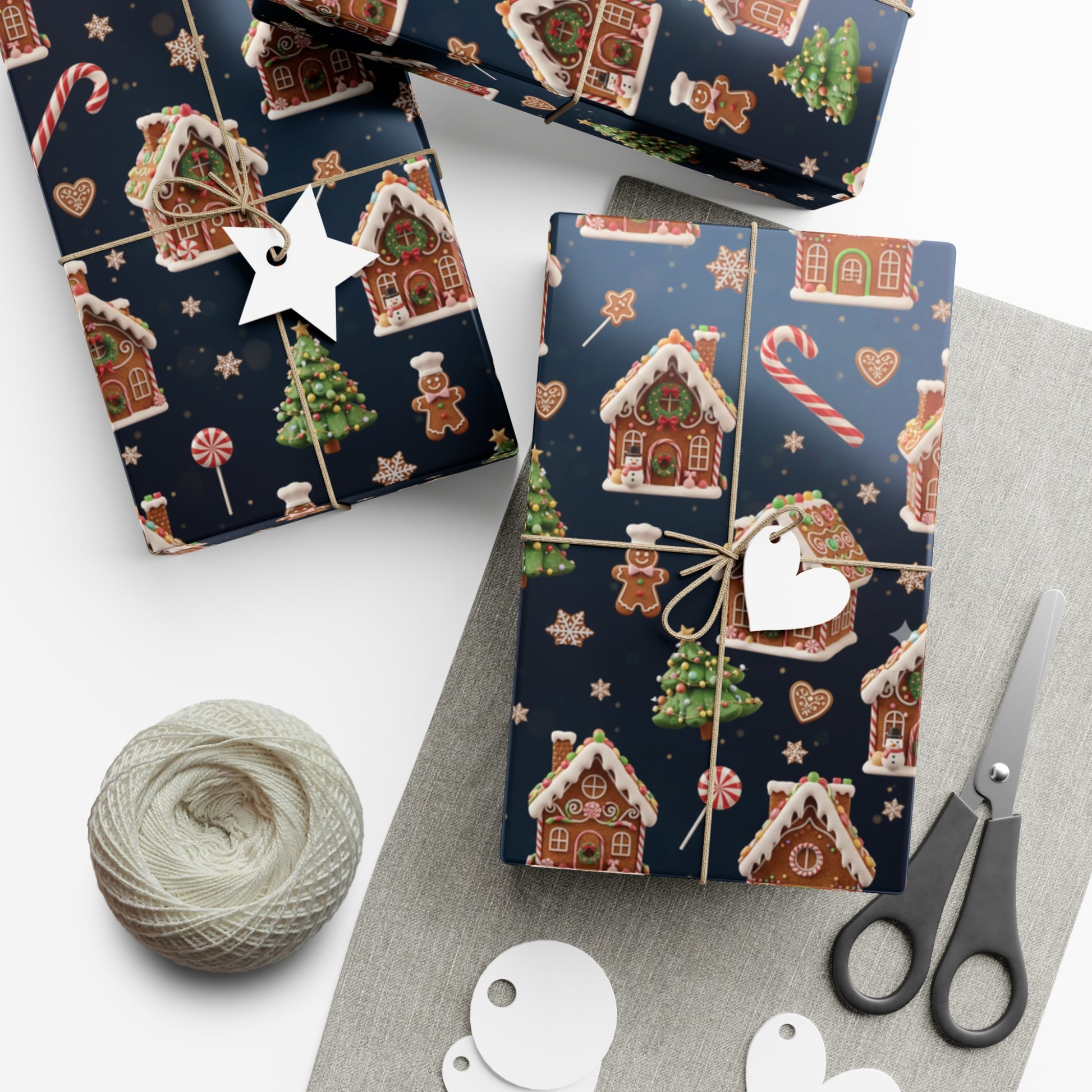 Vintage 3D Gingerbread House Christmas Wrapping Paper | Elegant  Holiday Gift Wrap3 Size Options Available Gift Mom