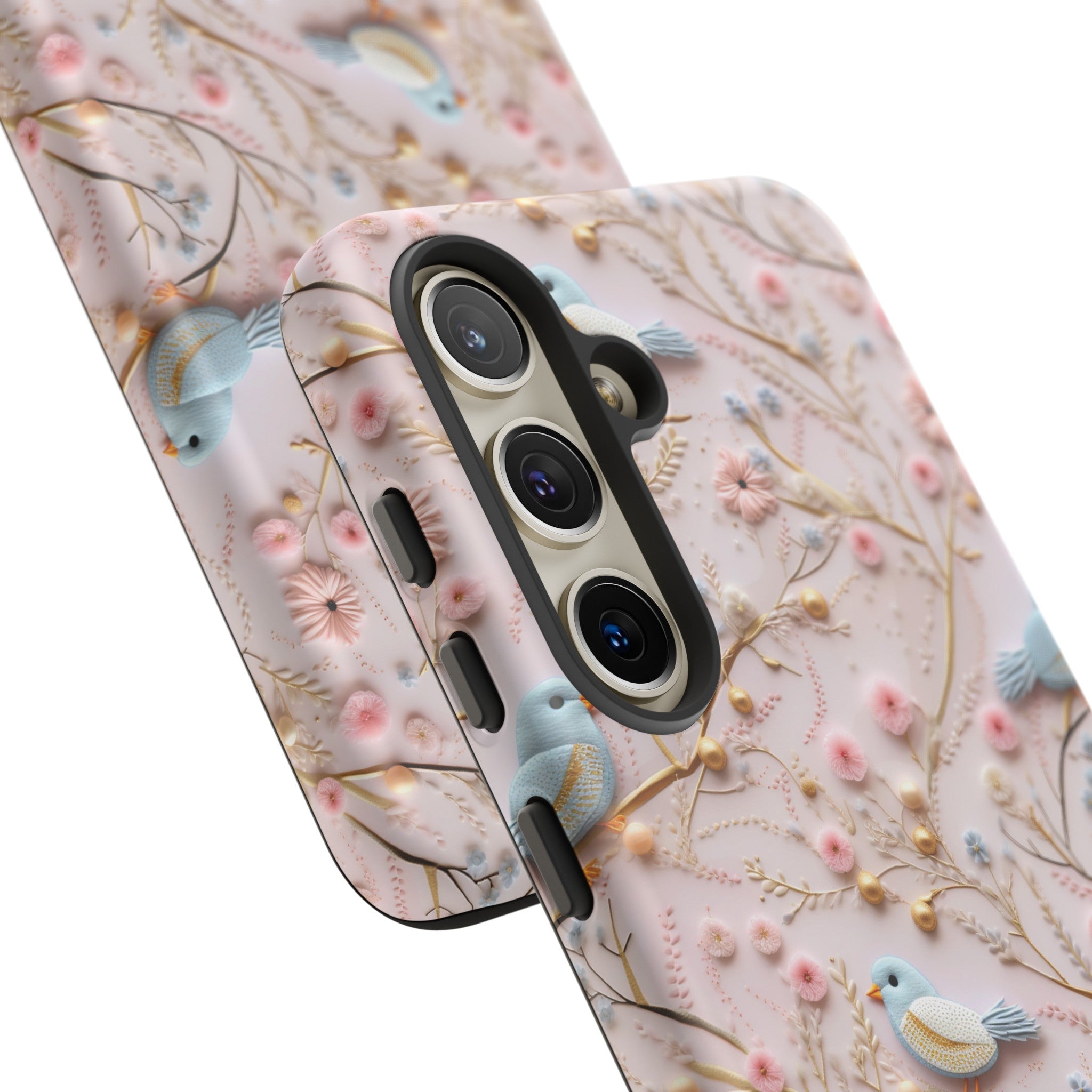 3D Birds Elegant Faux Flowers Phone Case Stylish & Durable for iPhone Samsung Gift iPhone 15, 14, 13 Samsung Pixel Gift for Mom Accessory Gift for Her