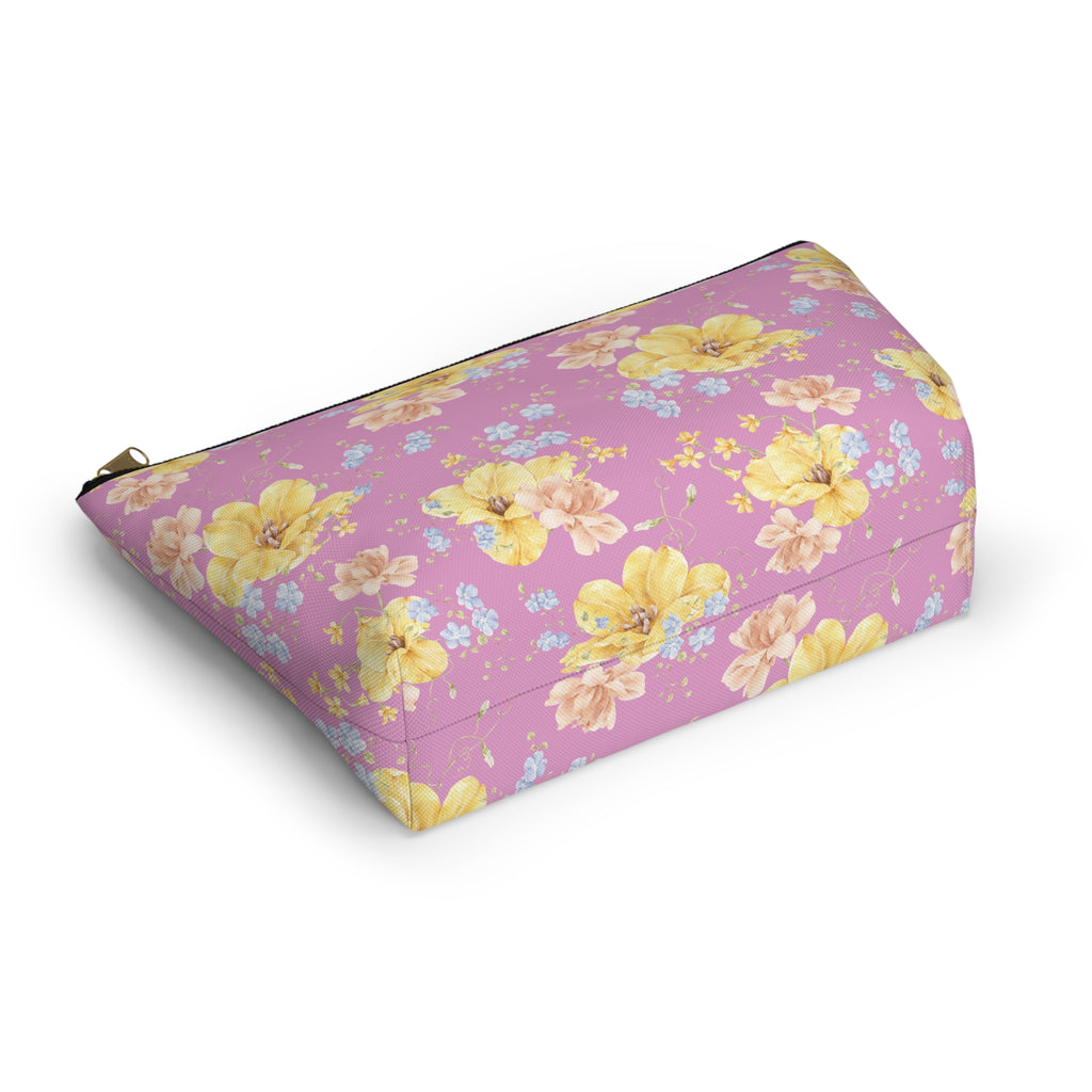Pochette à accessoires florale jaune — Trousse de toilette en forme de T